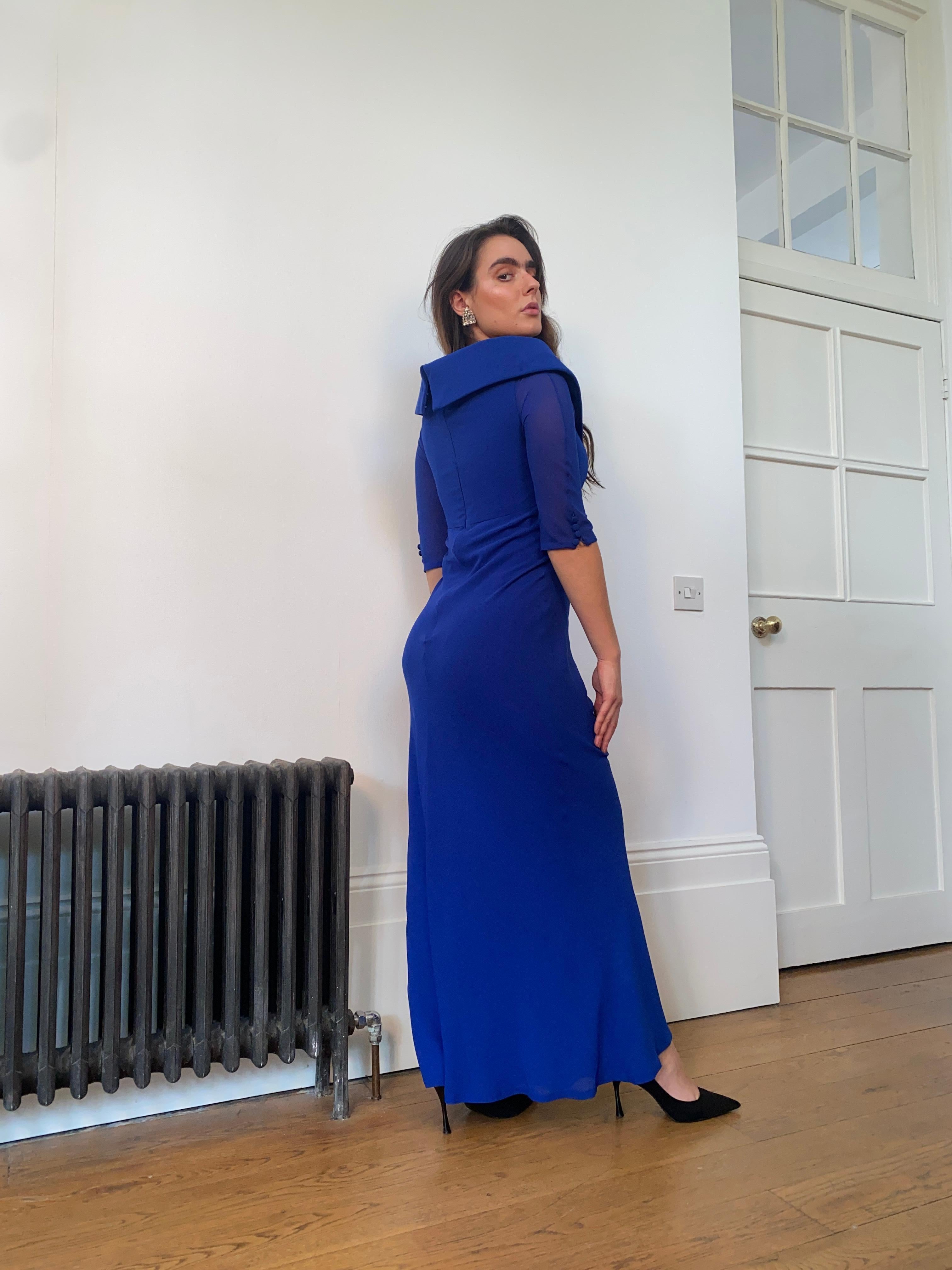Bruce Oldfield Royal Blue Couture Dress For Sale 1