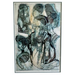 Bruce Onobrakpeya - Base blu 1988 - Incisione plastografica