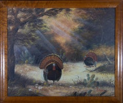 Bruce - 20th Century Acrylic, Turkeys in a Landscape