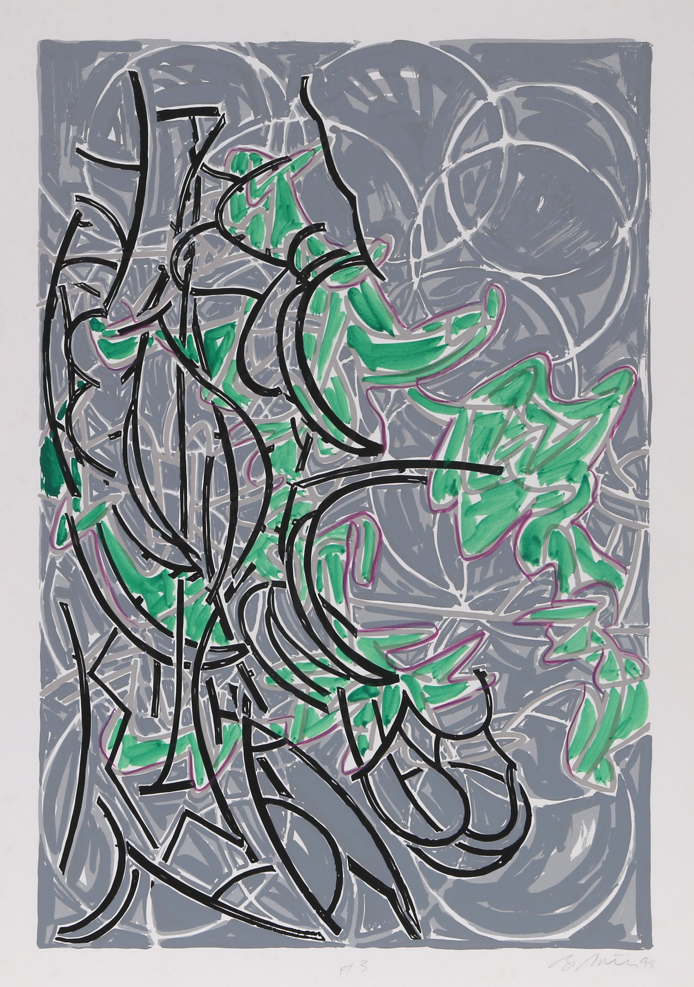 Bayard Series 17, Signed Abstract Screenprint with Hand Coloring by Bruce Porter