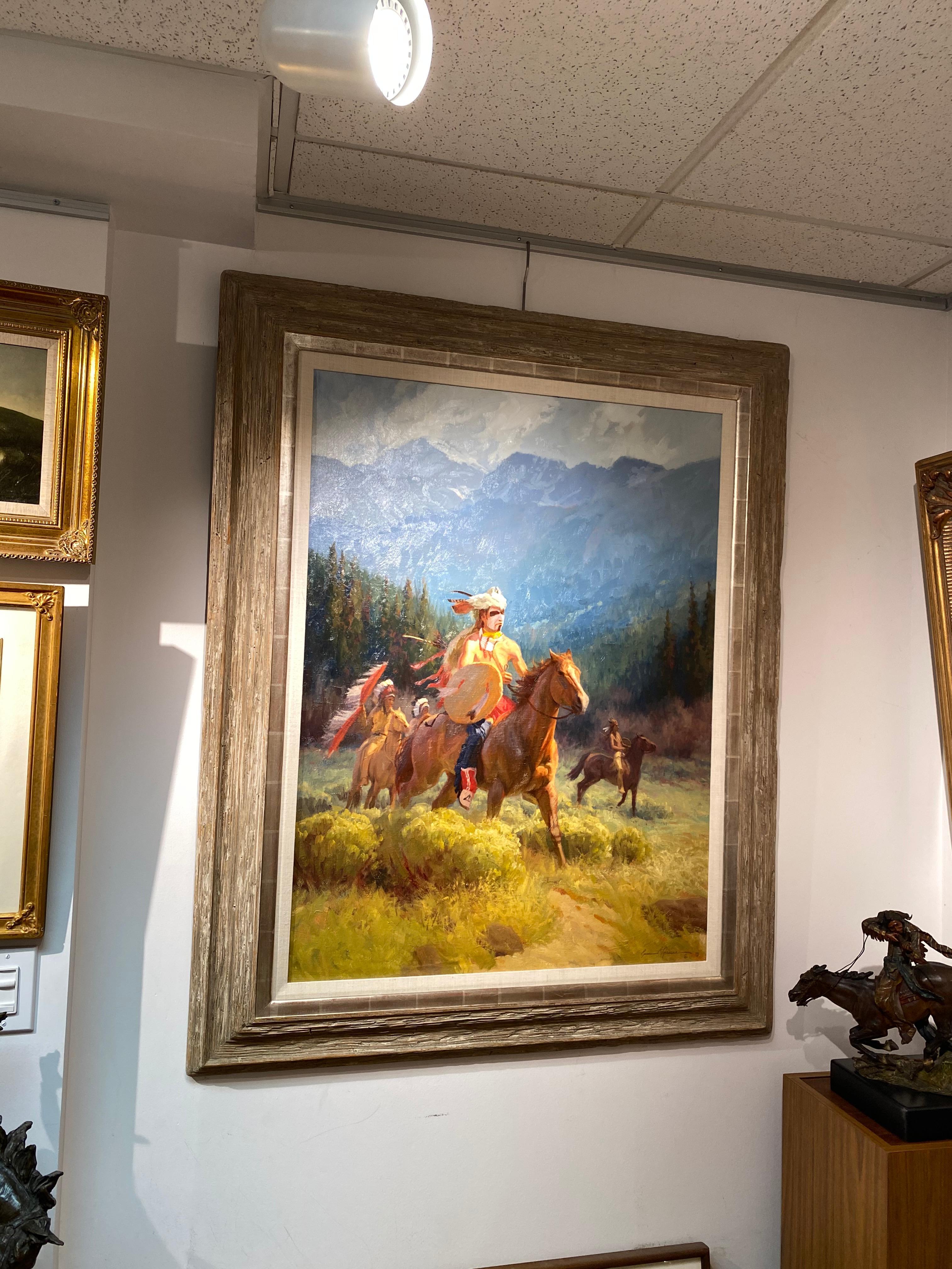 Explorando el Valle - Painting realista estadounidense de Bruce R. Greene