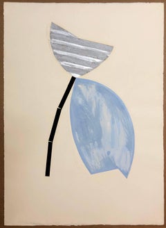 Bruce Robbins Large Mixed Media Contemporary Collage Painting Abstract Flower