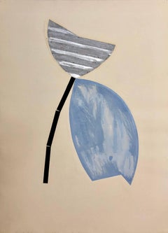 Bruce Robbins Grande pittura contemporanea a collage a tecnica mista Fiore astratto
