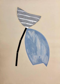 Bruce Robbins - Grande peinture à collage contemporaine - Fleur abstraite - Technique mixte 