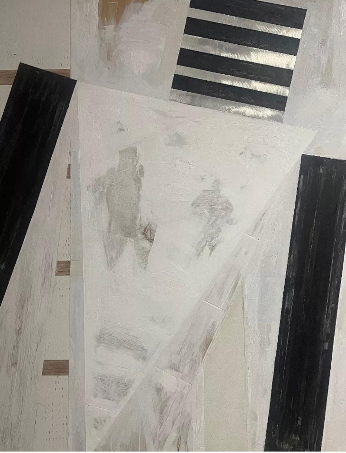 Bruce Robbins original encaustic, oil paint on wood, canvas, aluminum, wire mesh. In good condition measures 48x48