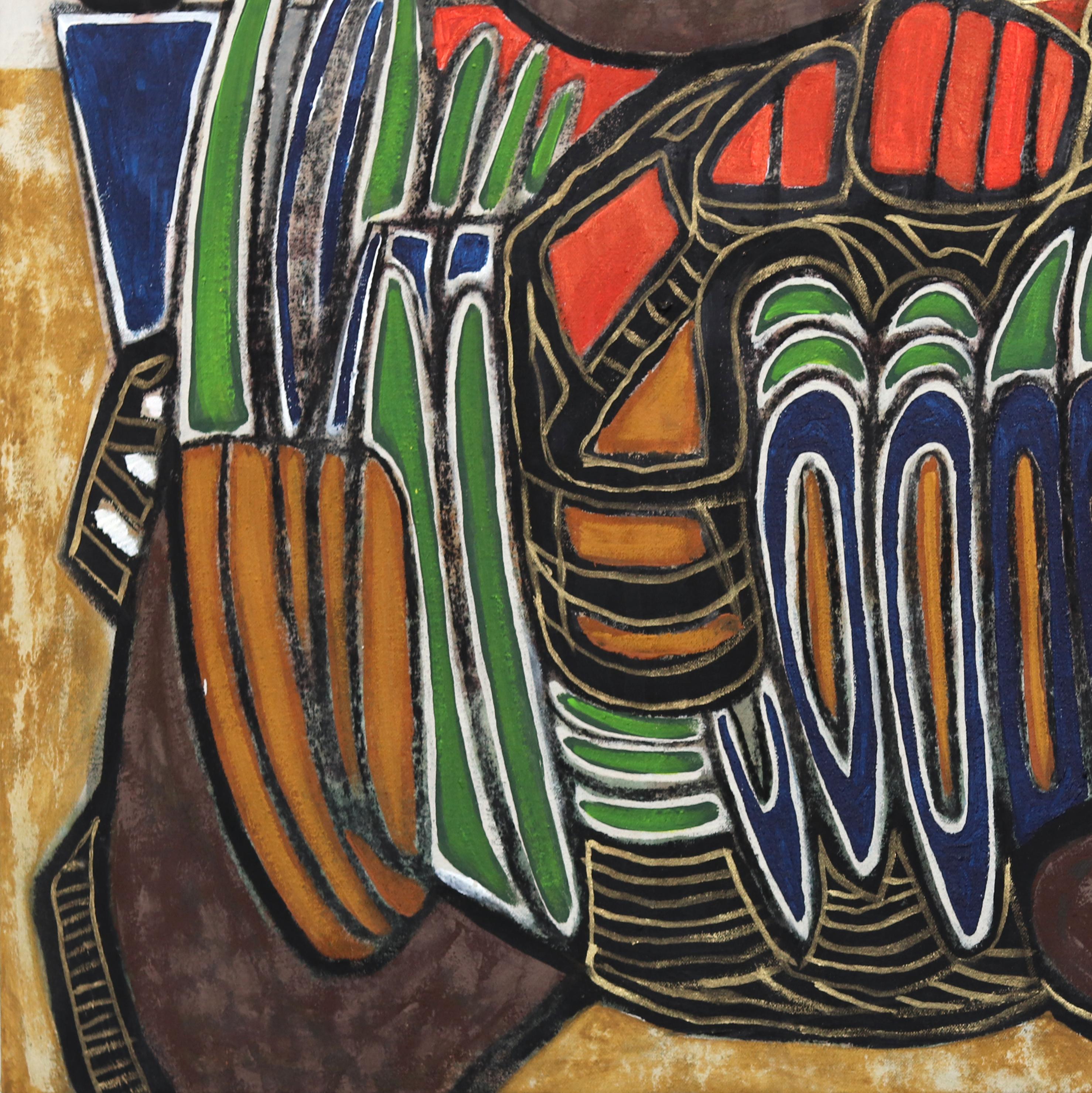 ABACAB - Grande peinture originale d'expressionnisme abstrait coloré en techniques mixtes en vente 2
