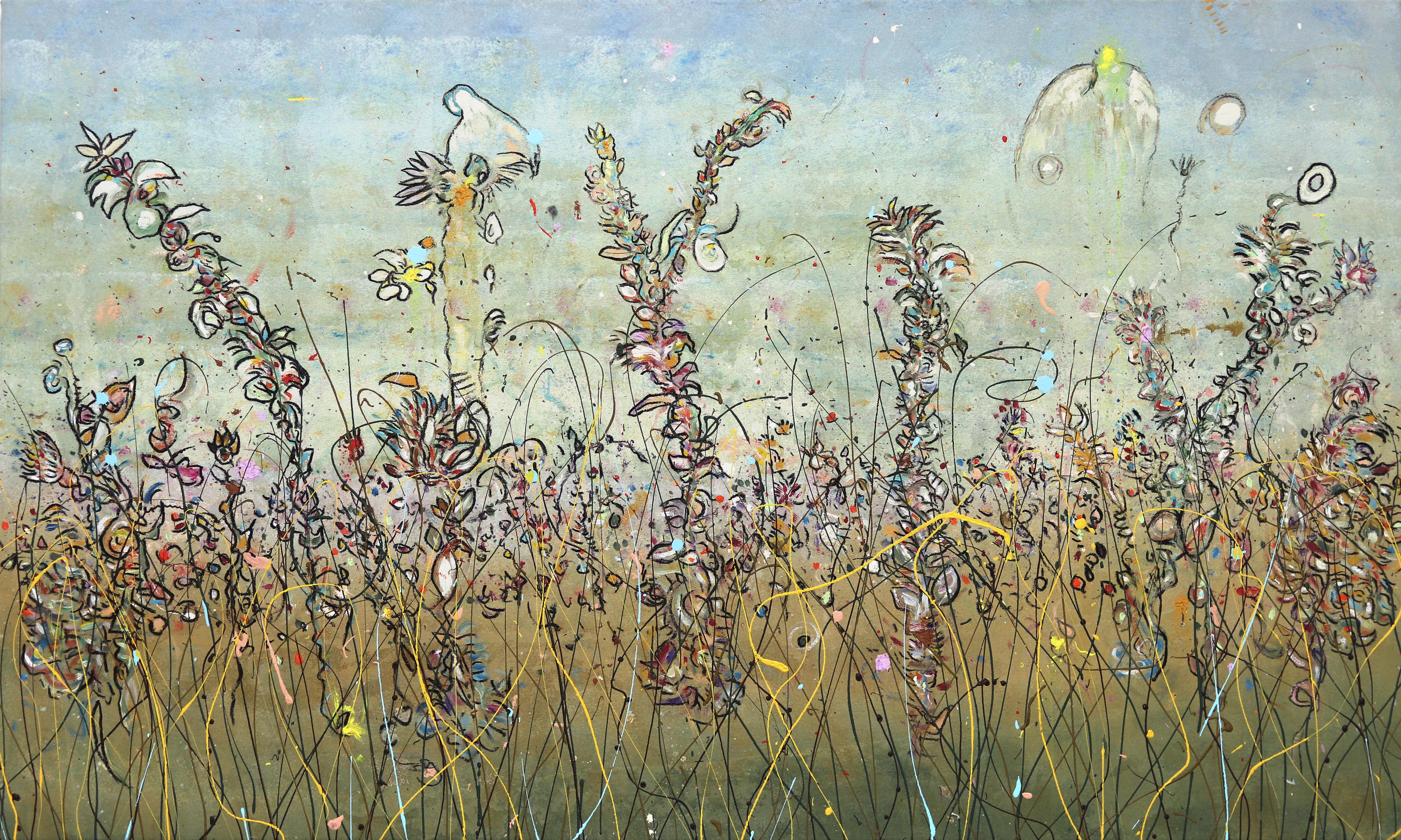 Abstract Painting di Bruce Rubenstein - Campi fioriti II - Pittura paesaggistica su tela dell'Espressionismo astratto