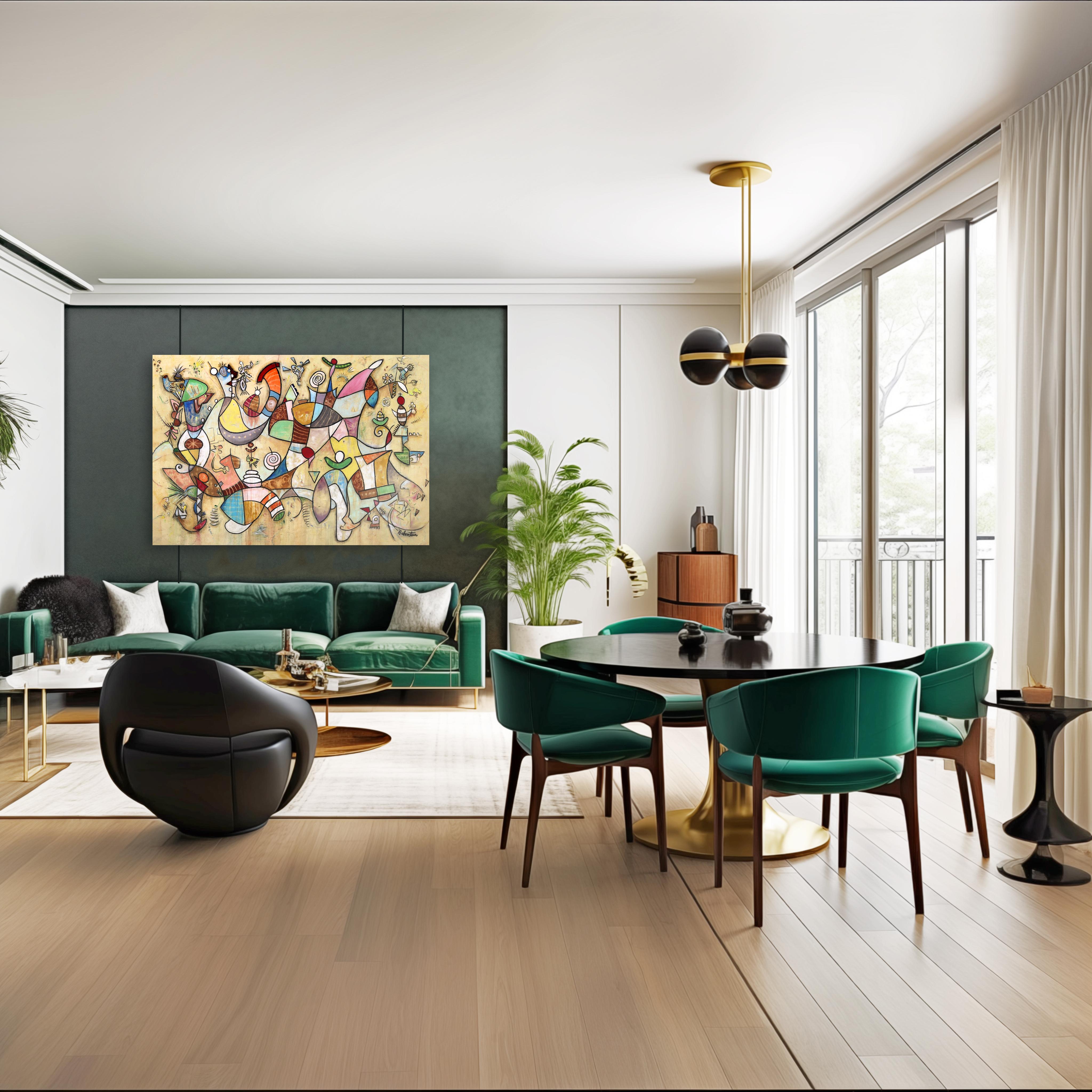 Momenti d'oro - Grande dipinto originale di espressionismo astratto su tela - Painting di Bruce Rubenstein