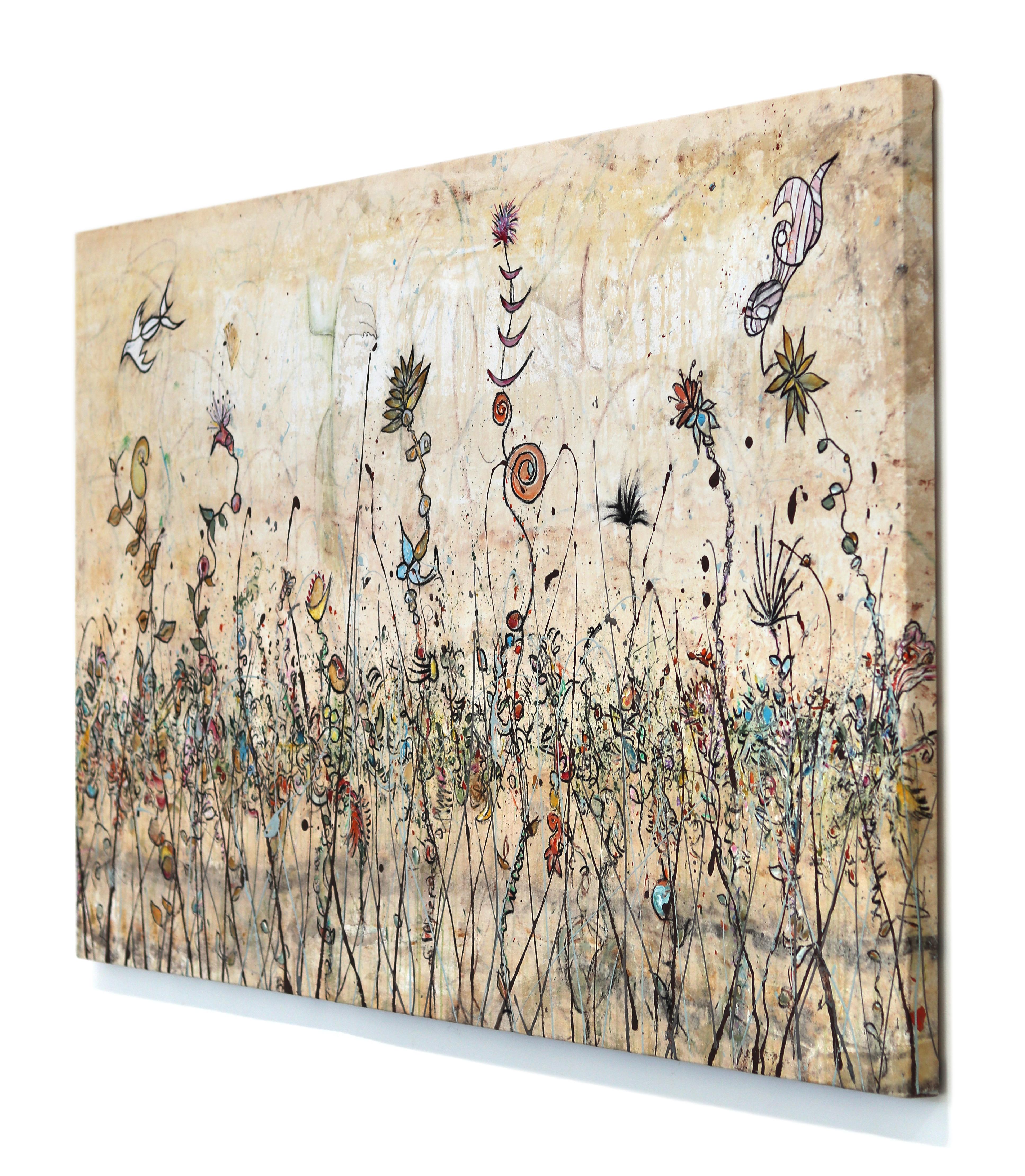 Harvest Moon Festival - Large Abstract Expressionist Mixed Media Canvas Painting For Sale 1