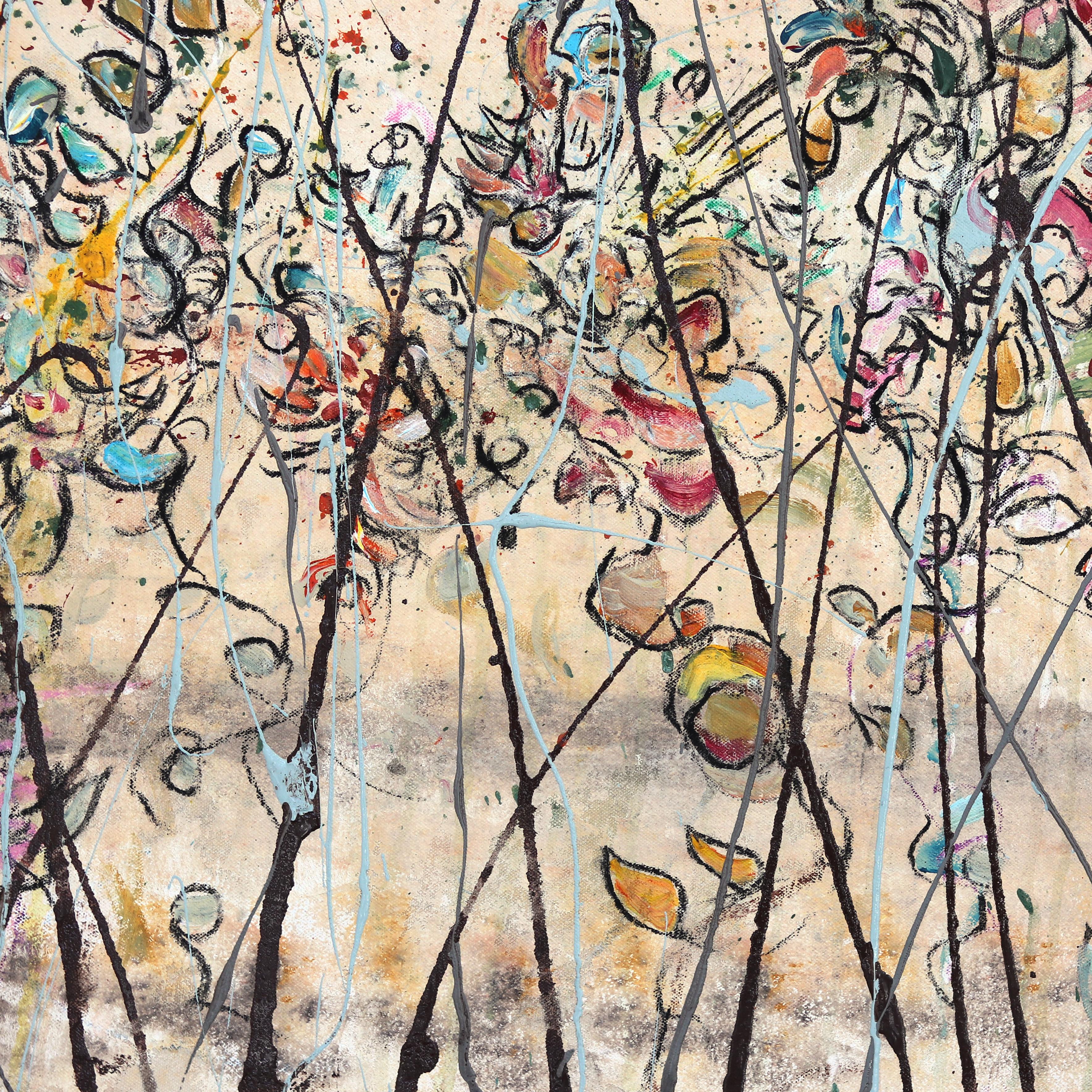 Harvest Moon Festival - Large Abstract Expressionist Mixed Media Canvas Painting For Sale 2