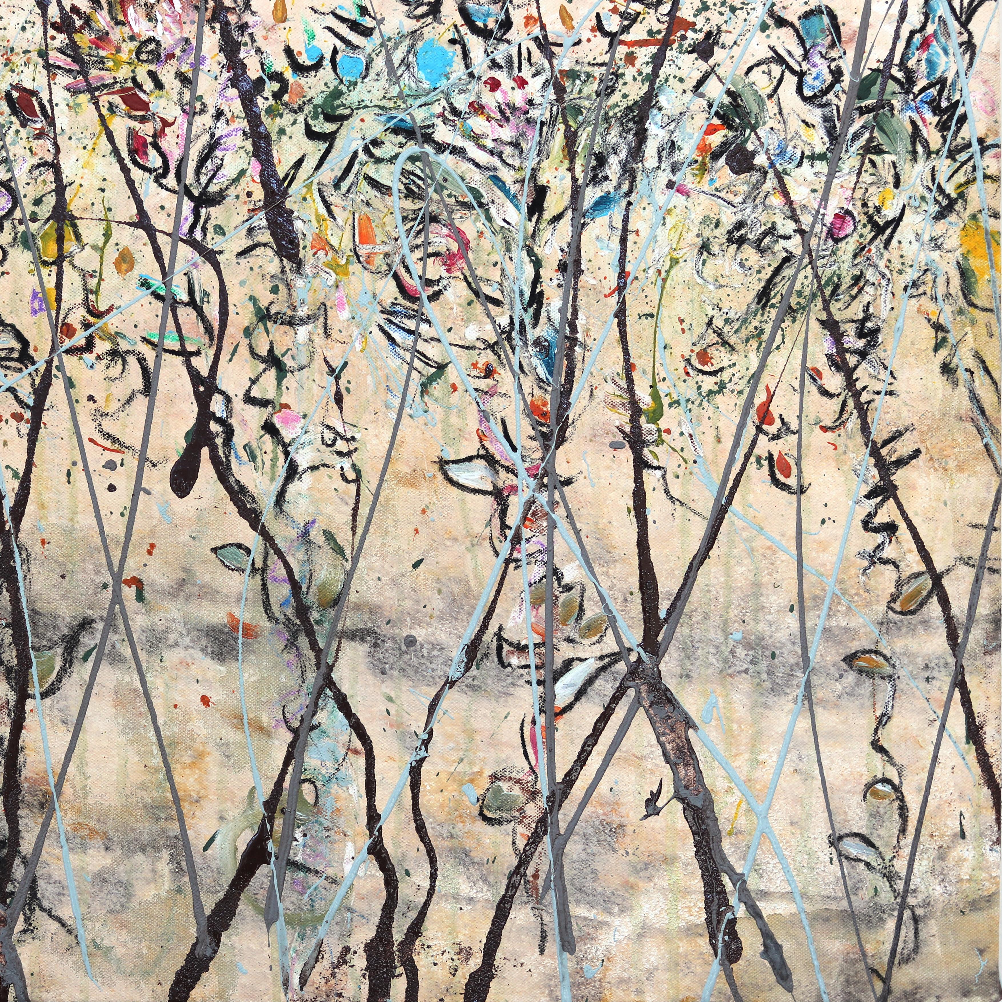 Harvest Moon Festival - Large Abstract Expressionist Mixed Media Canvas Painting For Sale 5