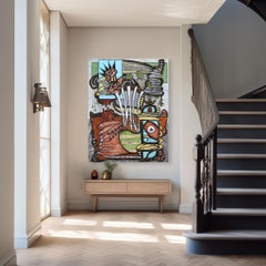 High Top Con - Large Original Abstract Whimsical Expressionism Colorful Painting