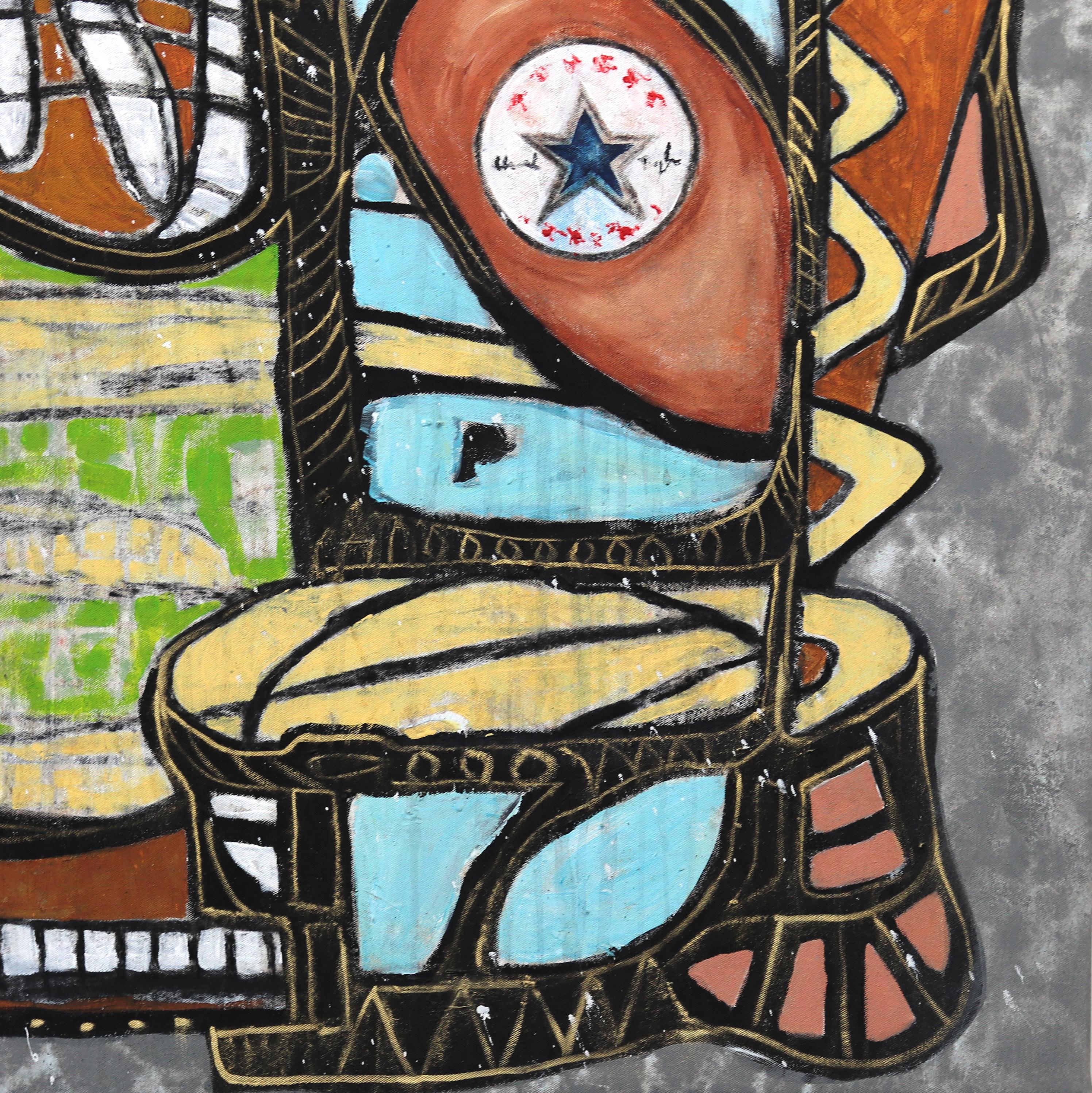 High Top Con - Gran Pintura Original Abstracta Expresionismo Caprichoso Colorido - Painting Abstracto de Bruce Rubenstein