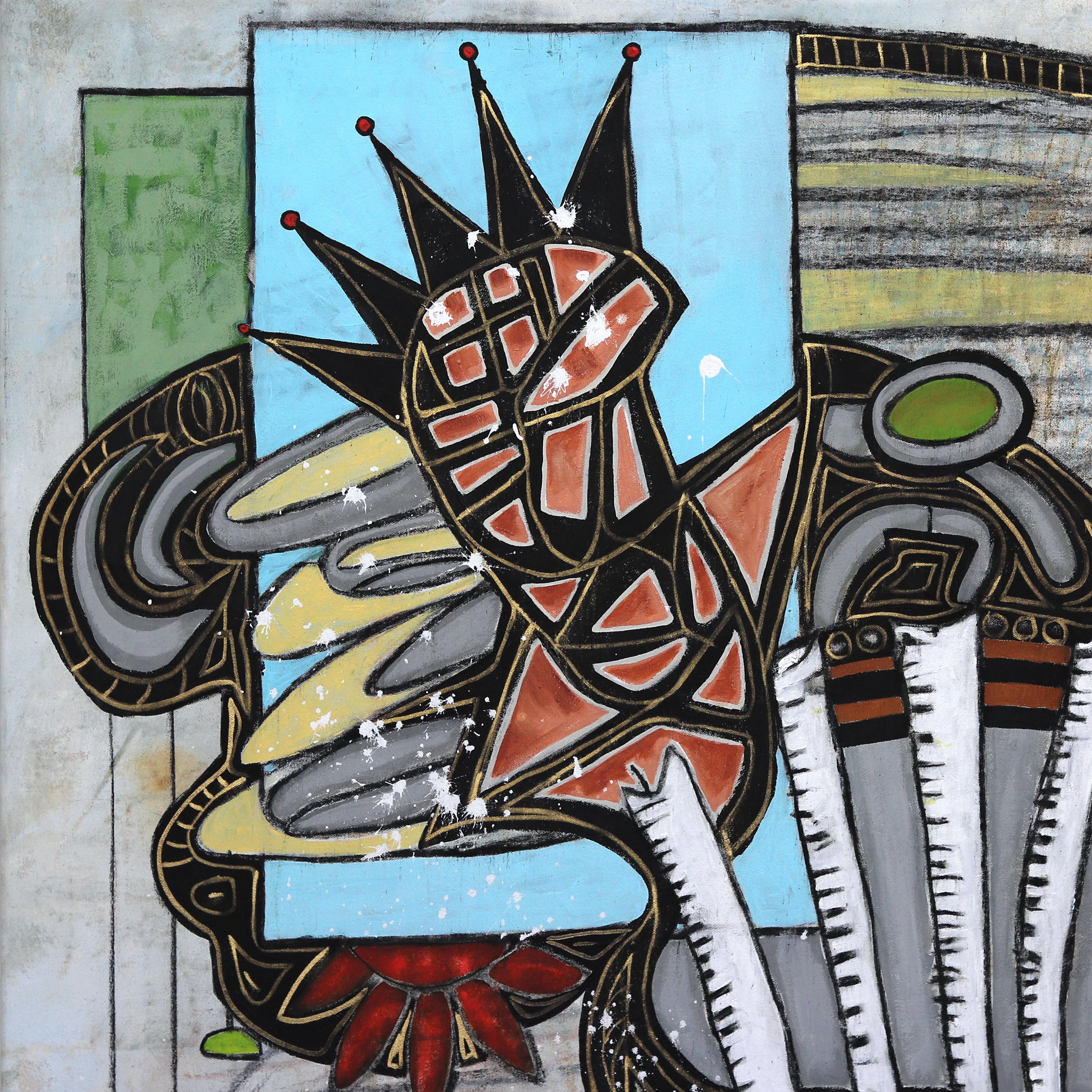 High Top Con - Gran Pintura Original Abstracta Expresionismo Caprichoso Colorido en venta 2