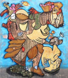 Je crois que je peux voler - Grande peinture originale d'expressionnisme abstrait coloré