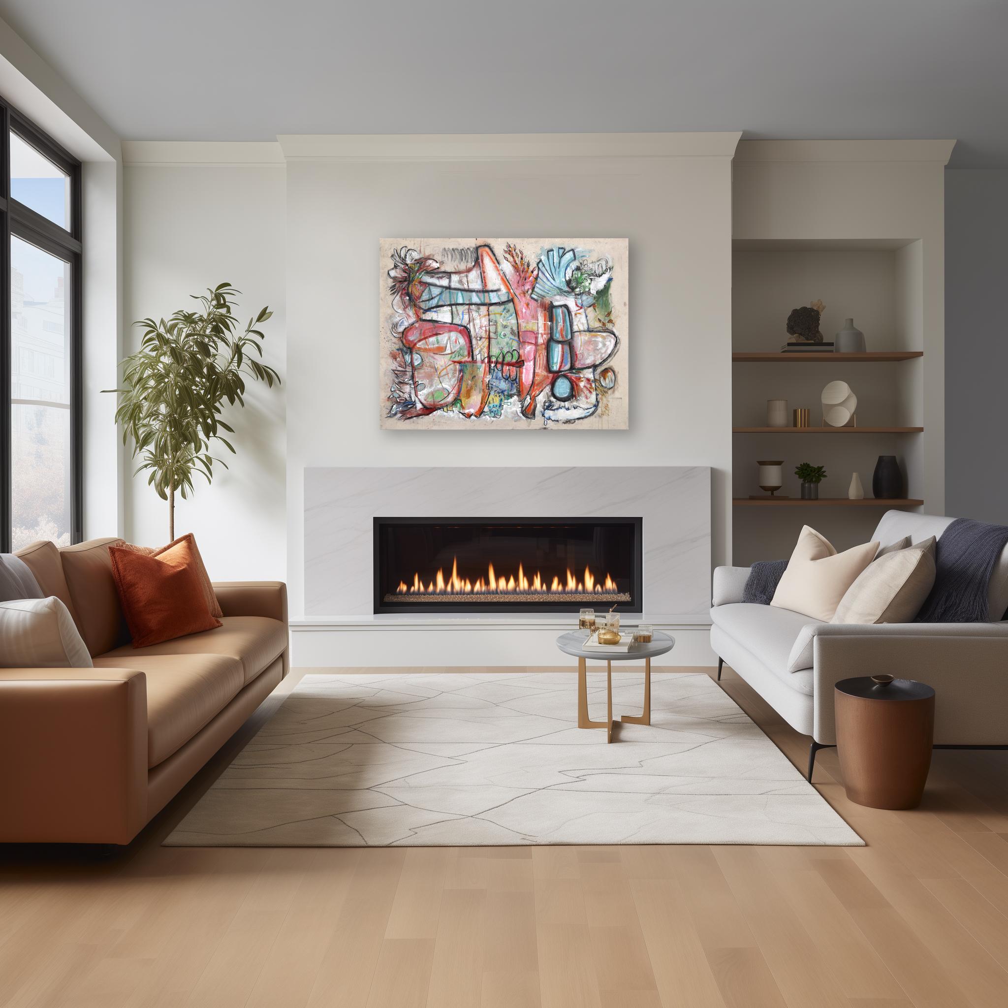 La Vie Est Belle - Pittura originale dell'espressionismo astratto colorato su tela in vendita 1
