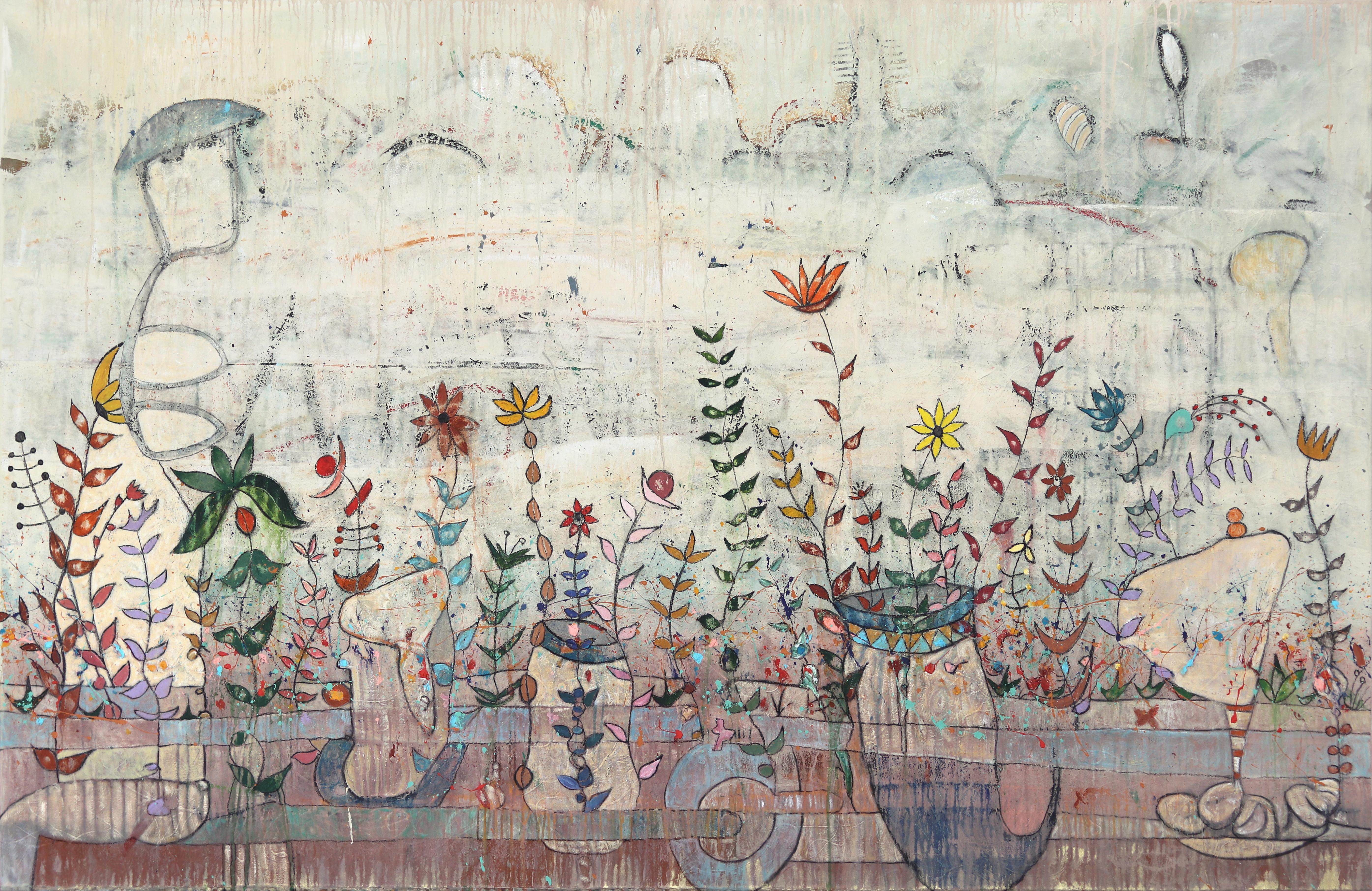 Mid-Hudson Inscape - Large Abstract Landscape Mixed Media Painting on Canvas