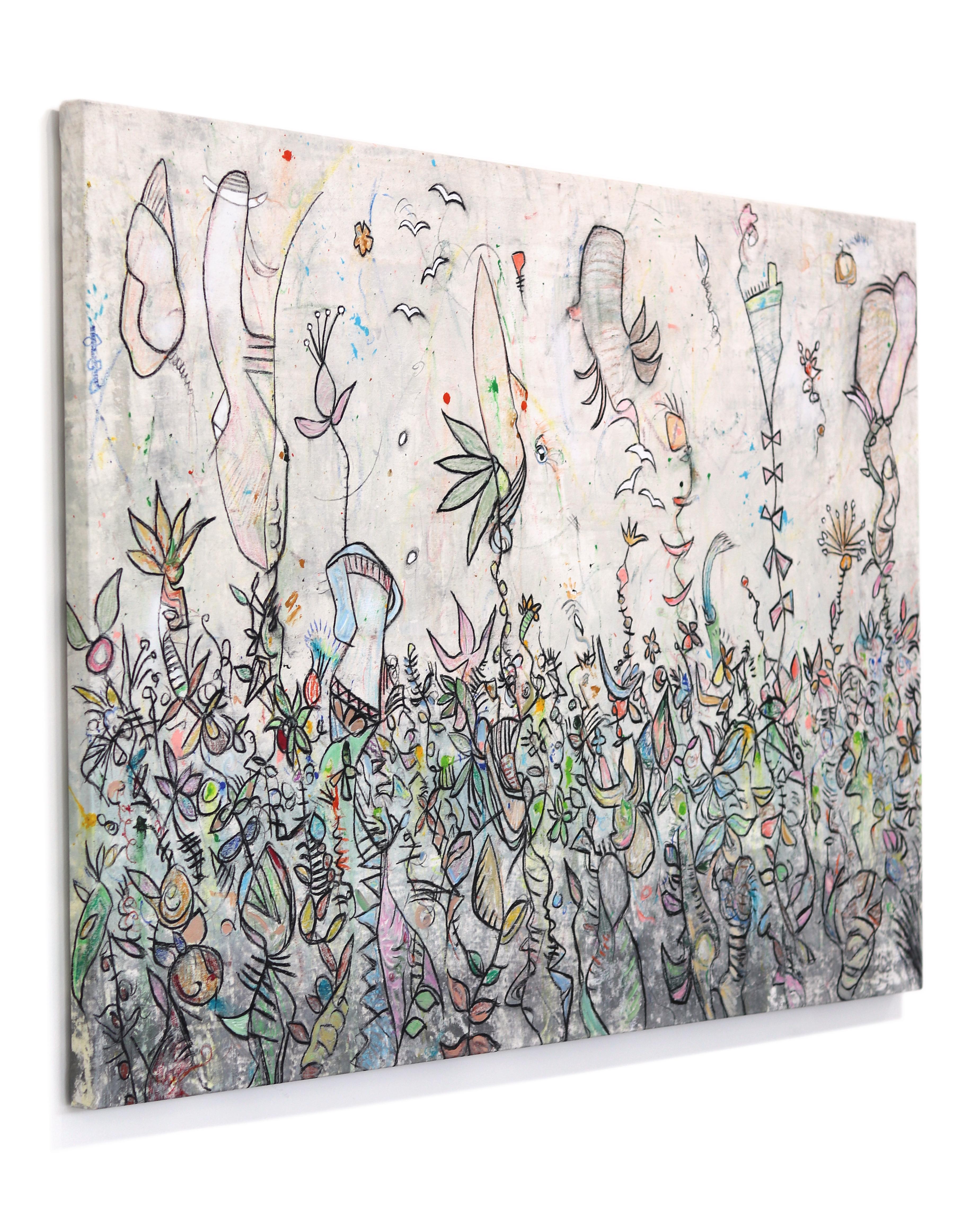 Mountain High - Grande peinture d'expressionnisme abstrait colorée en techniques mixtes en vente 1