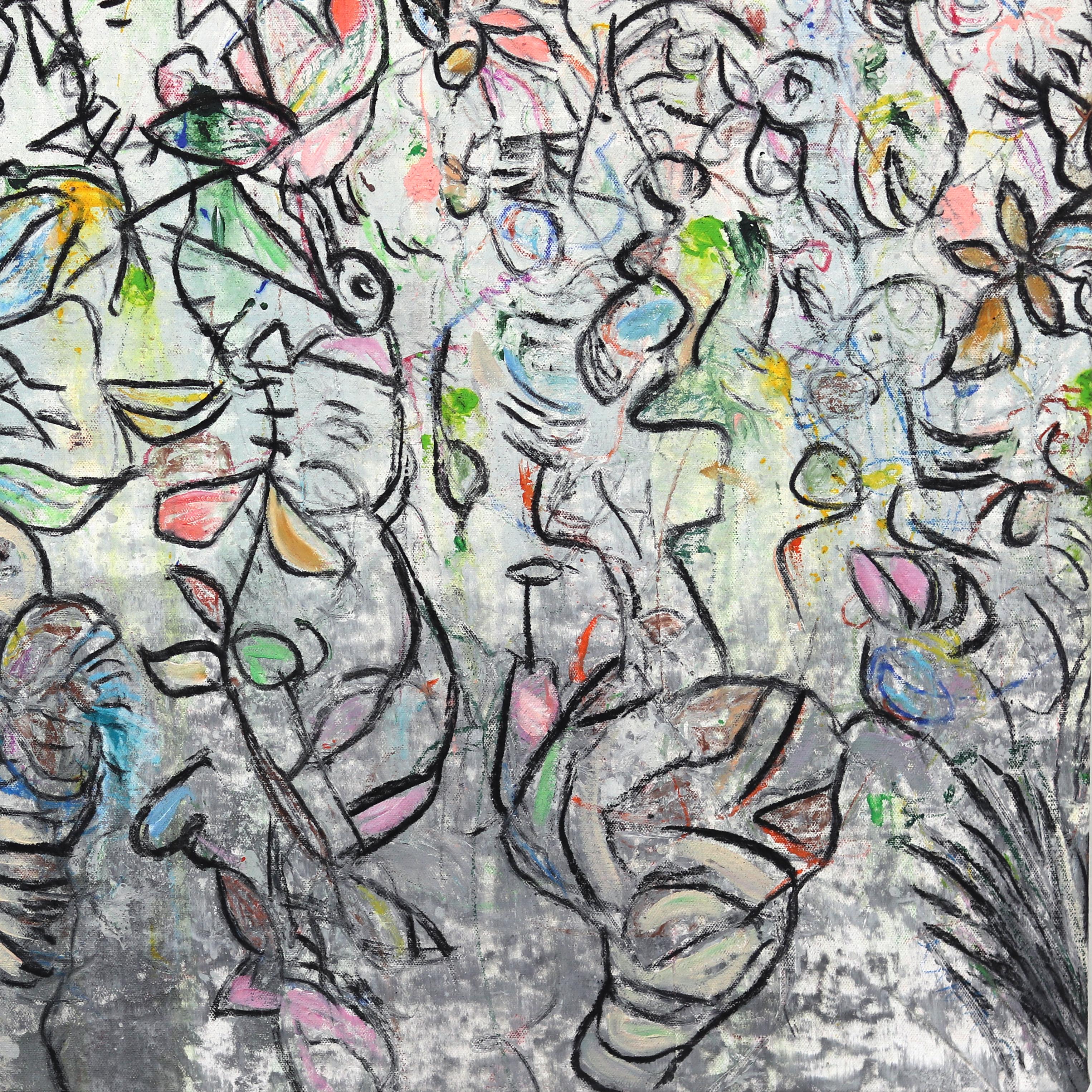 Mountain High - Grande peinture d'expressionnisme abstrait colorée en techniques mixtes en vente 2