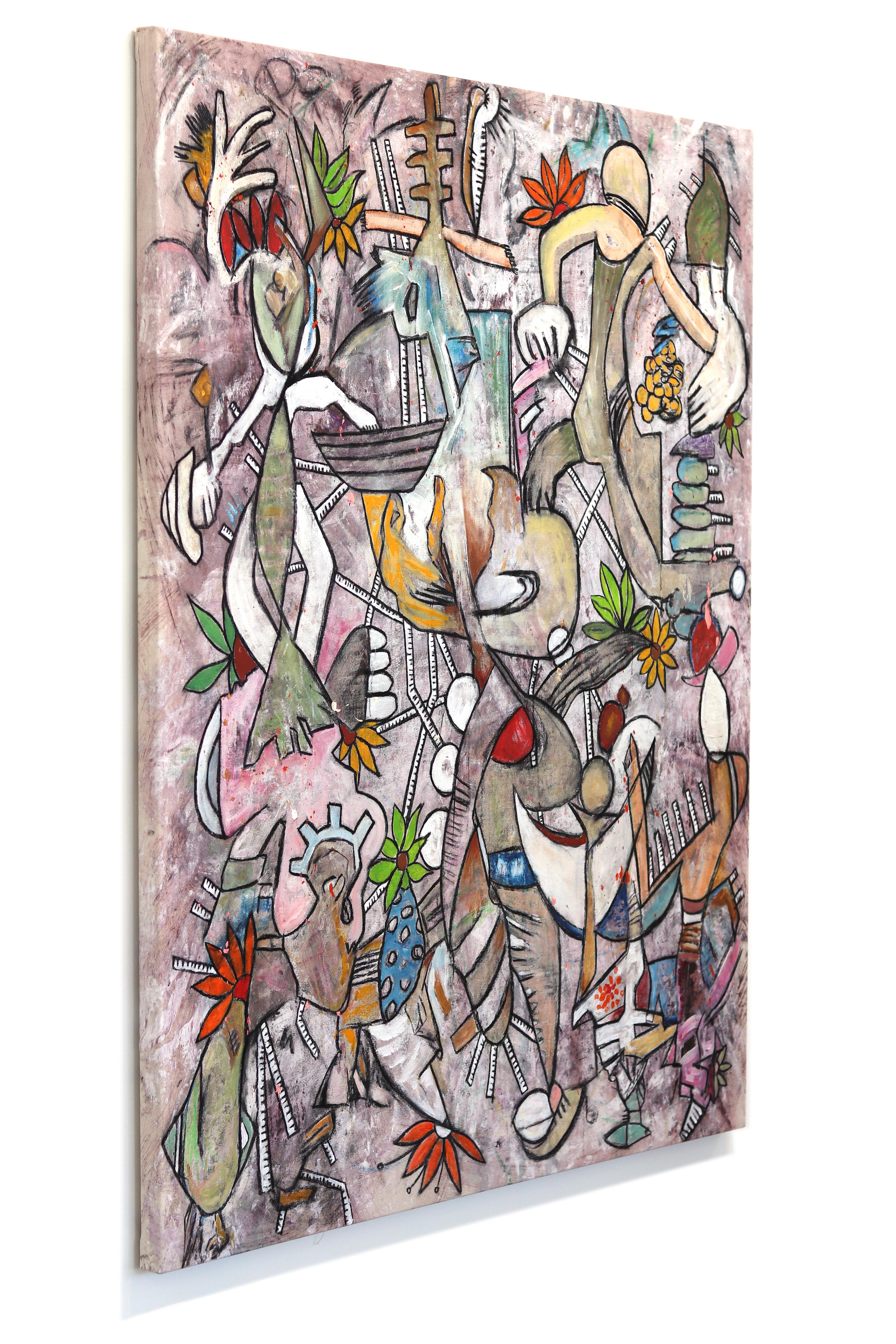 Passionfroot- Large Original Abstract Expressionism Colorful Painting on Canvas For Sale 1