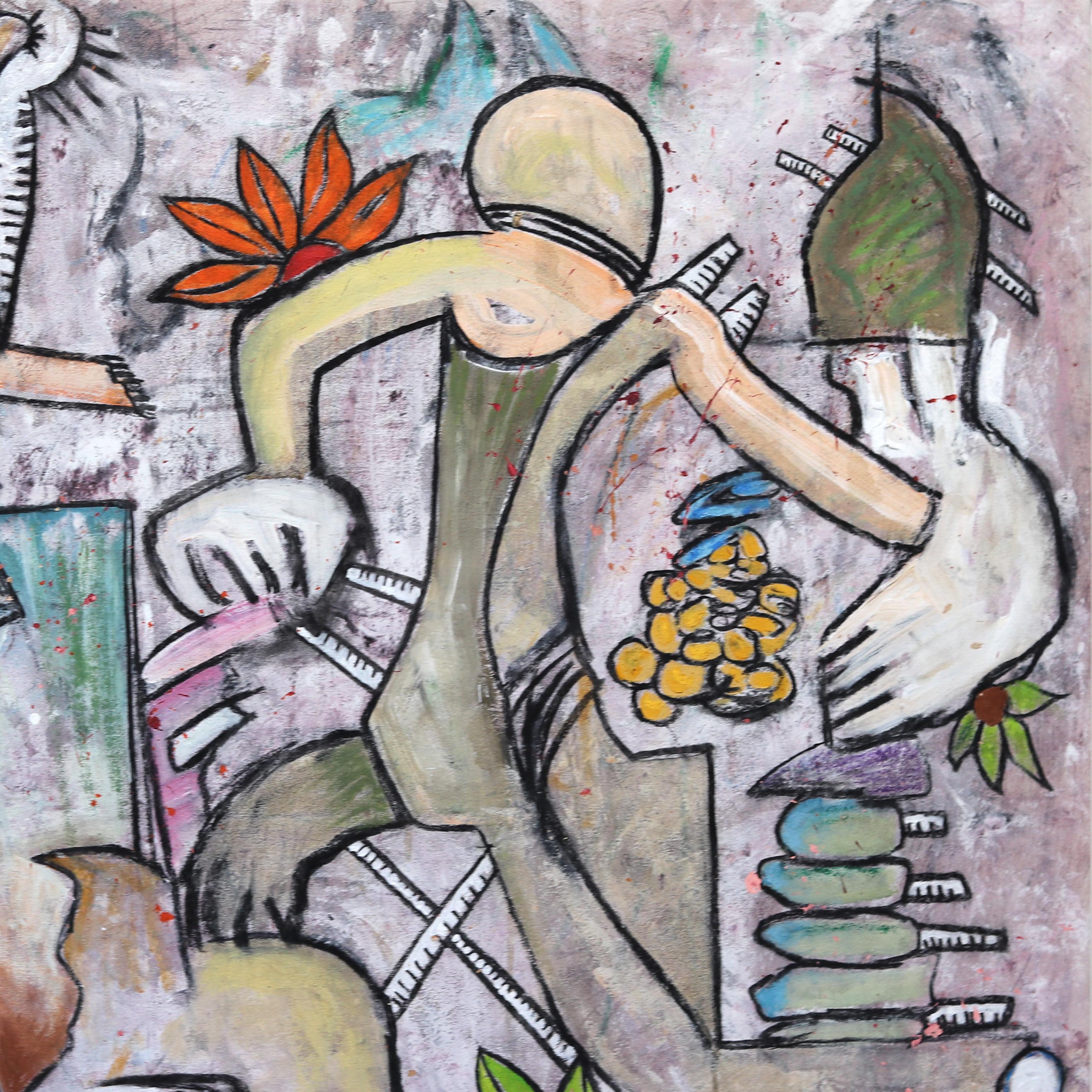 Passionfroot- Large Original Abstract Expressionism Colorful Painting on Canvas For Sale 2