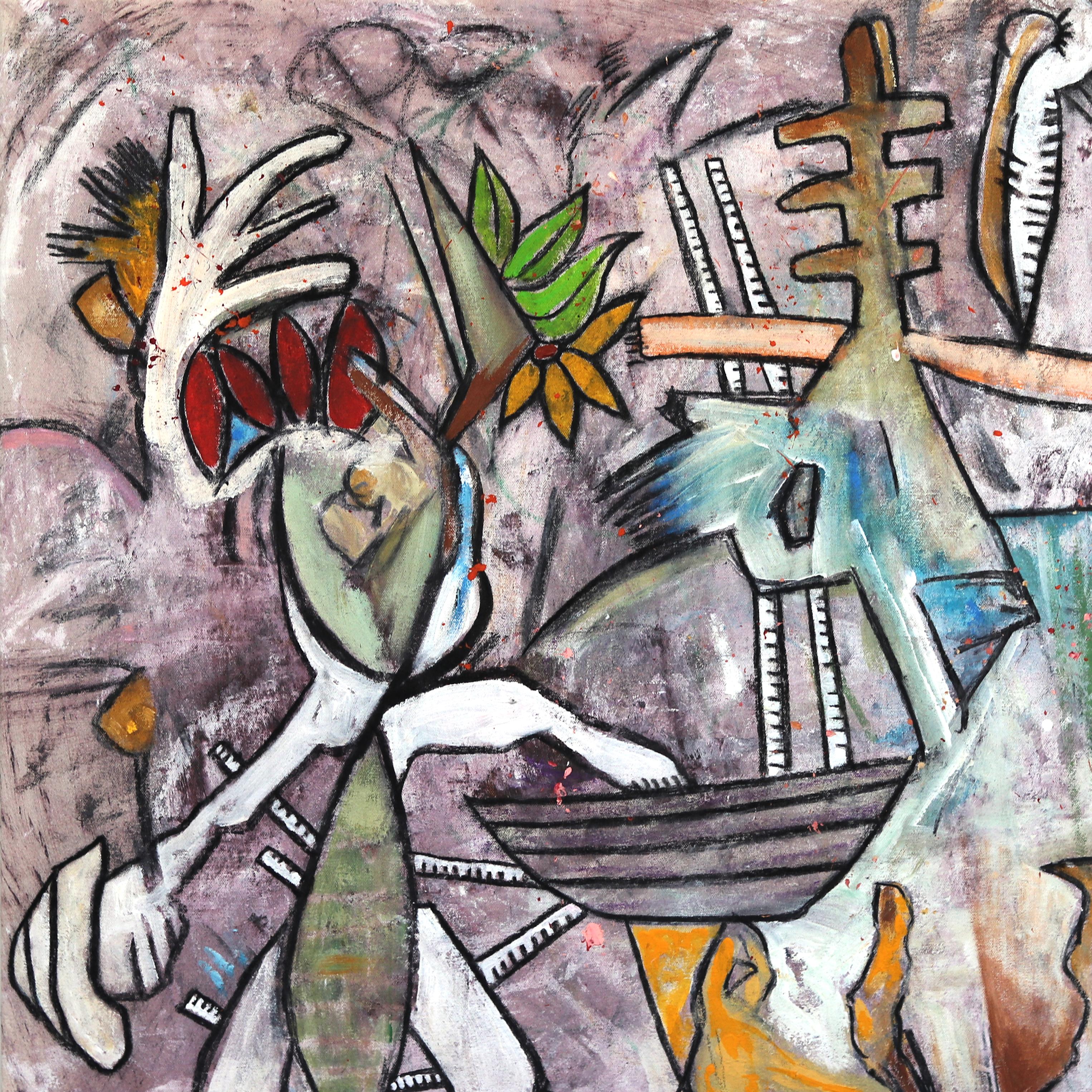 Passionfroot- Large Original Abstract Expressionism Colorful Painting on Canvas For Sale 5