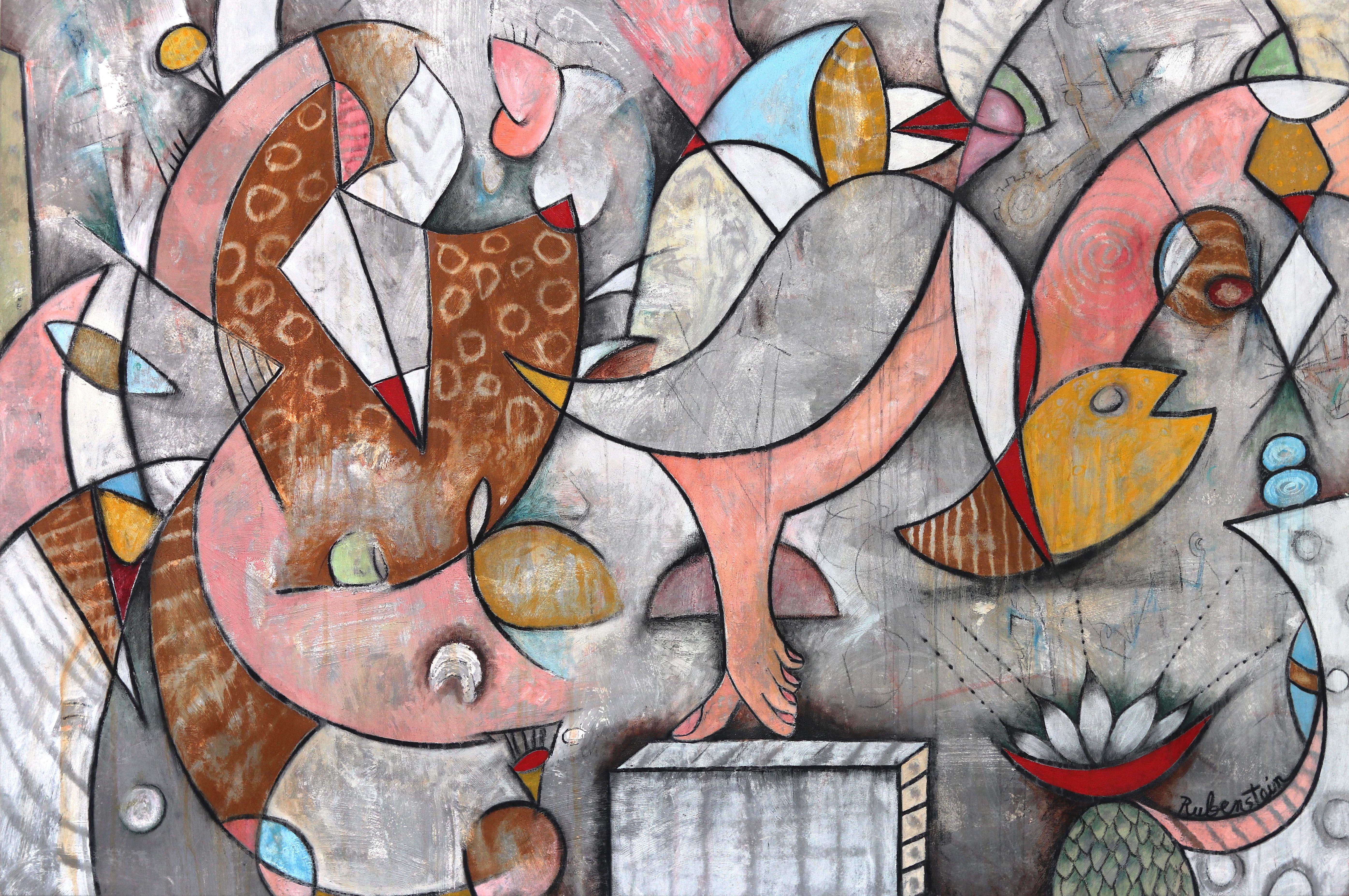 Retorno a Siempre - Gran Cuadro Original Expresionismo Abstracto sobre Lienzo - Mixed Media Art de Bruce Rubenstein