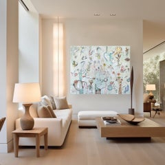 Robot Circleish - Large Scale Abstract Expressive Mixed Media Painting on Canvas