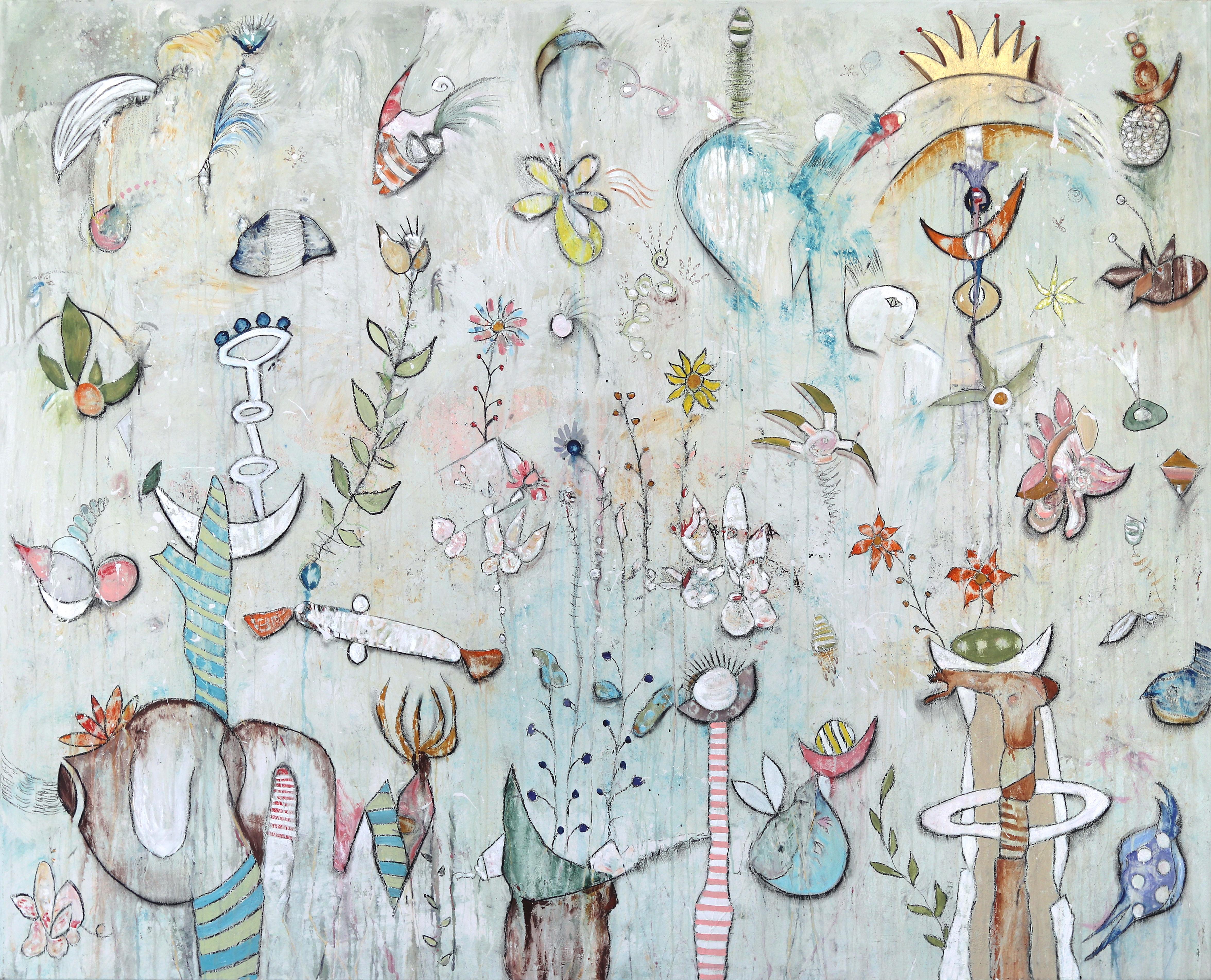 Robot Circleish - Large Scale Abstract Expressive Mixed Media Painting on Canvas