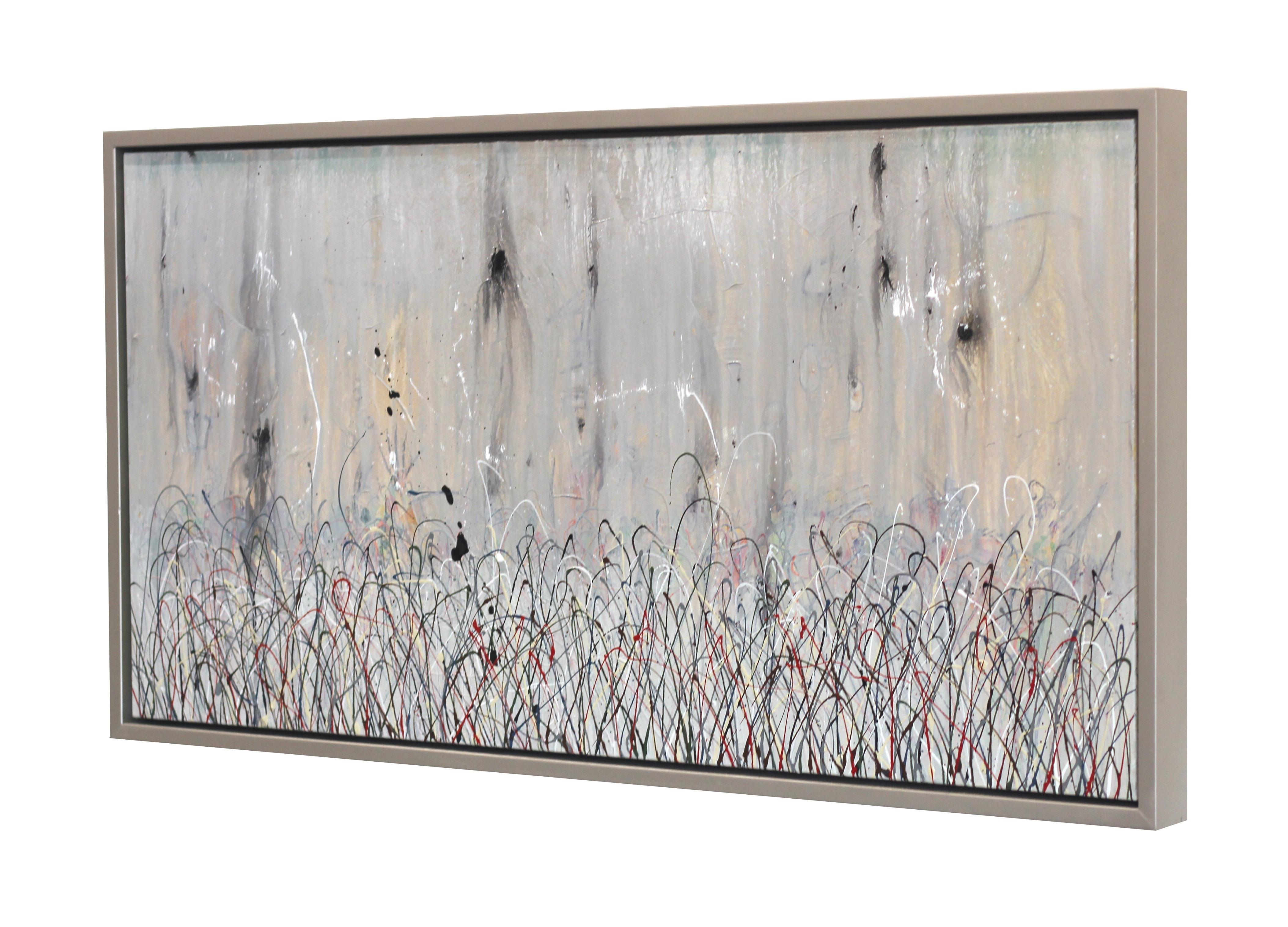 Steel Harvest - Framed Original Artwork on Canvas (Grau), Landscape Painting, von Bruce Rubenstein
