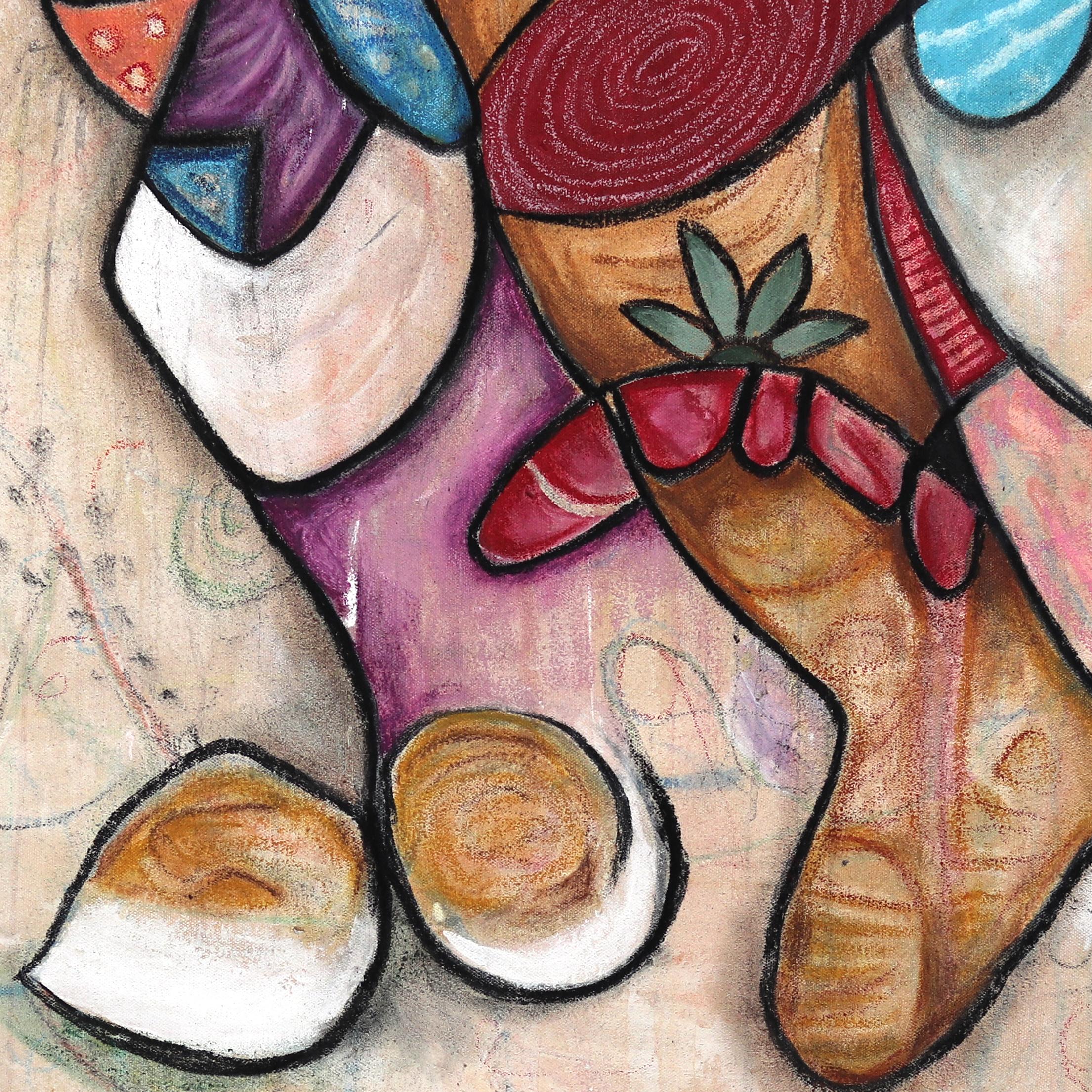 El Postulado - Original Colorido  Pintura sobre lienzo Expresionismo Abstracto - Abstract Painting Marrón de Bruce Rubenstein