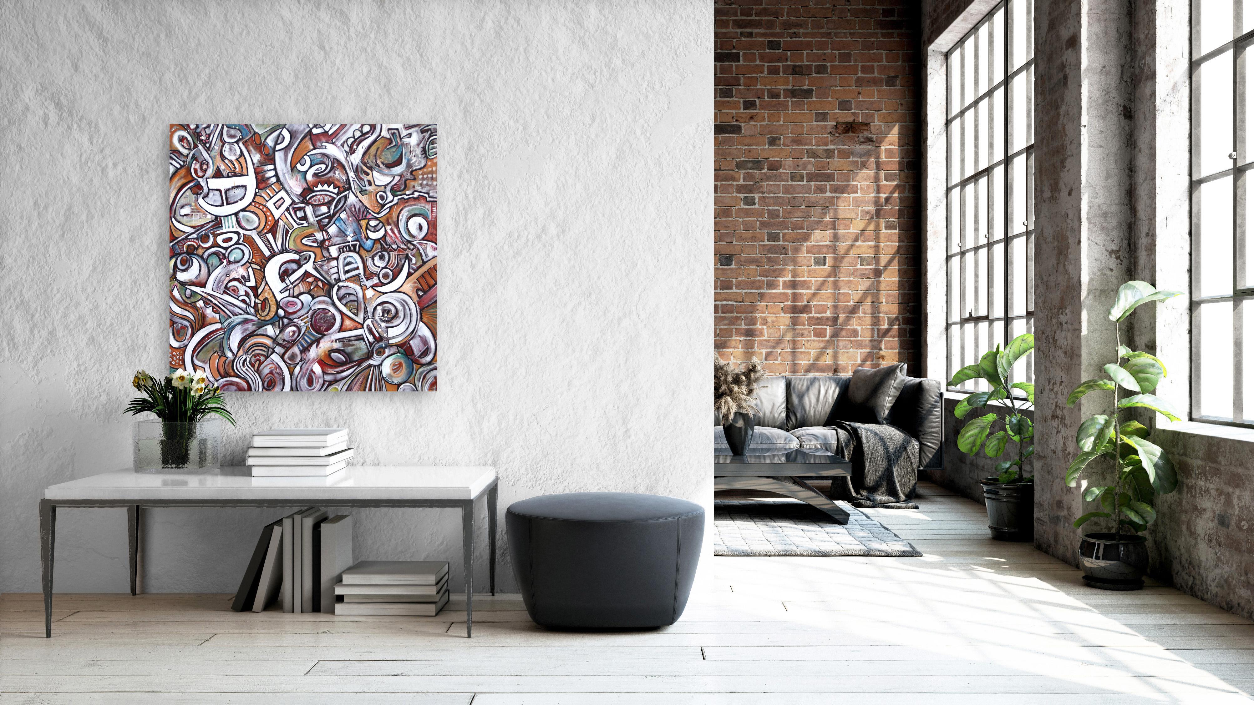 Al revés  - Gran cuadro abstracto original listo para colgar en venta 1