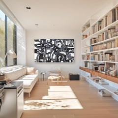 Zebrahead - Large Monochrome Original Abstract Painting on Canvas