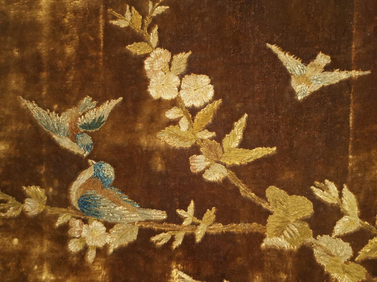 Gillows attr, An Aesthetic Movement Three-Fold Screen with Birds Amongst Blossom For Sale 3