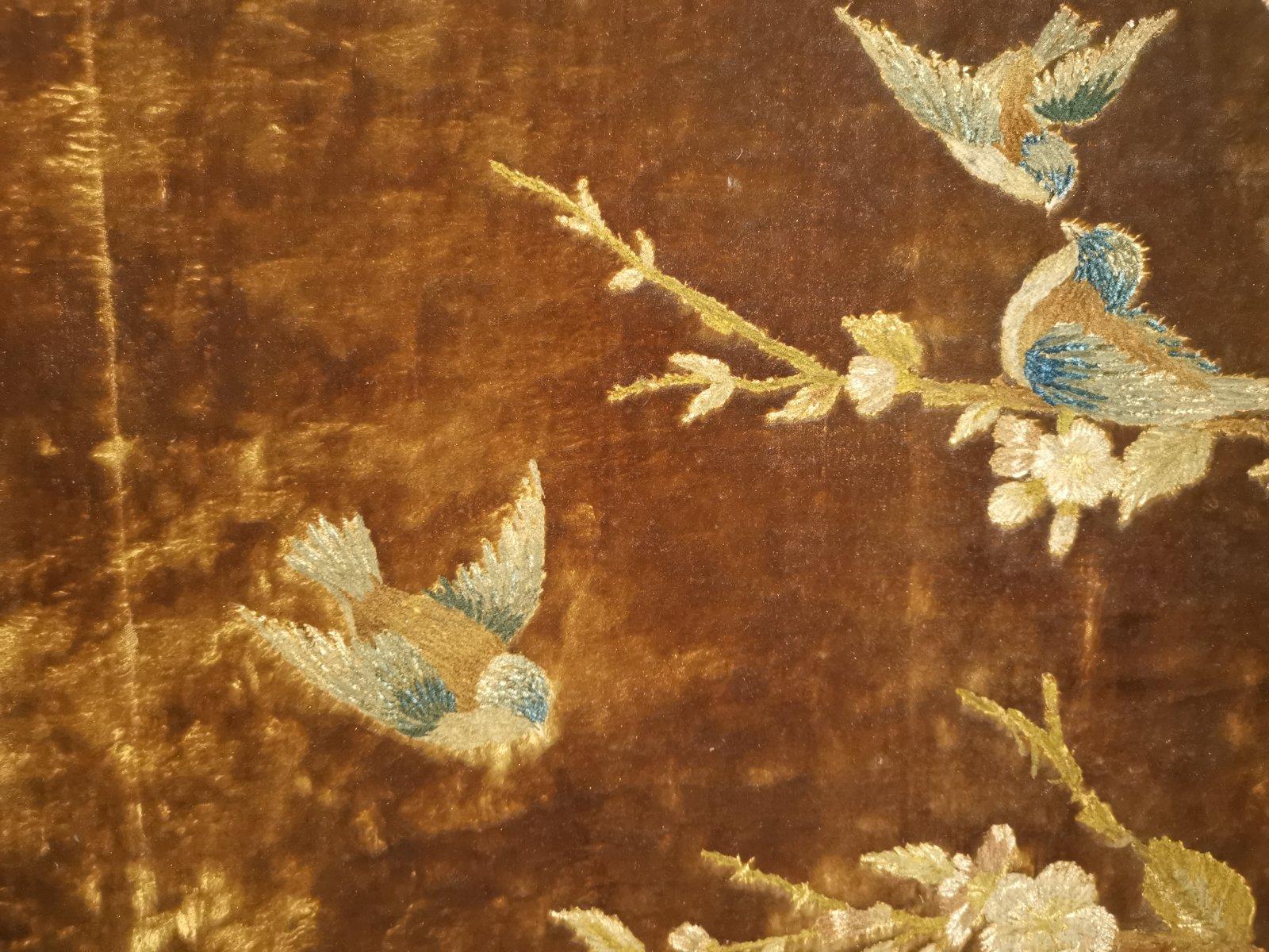 Gillows attr, Aesthetic Movement Paravento a tre ante con uccelli in fiore 2