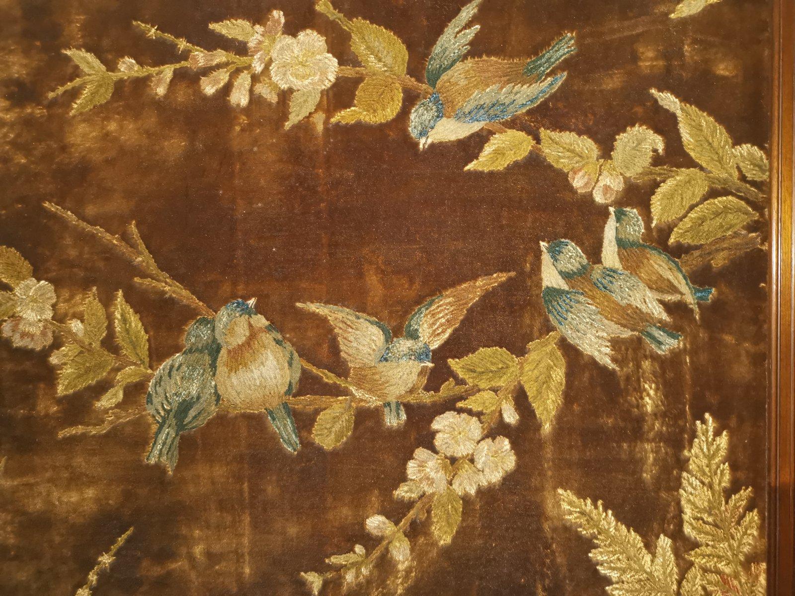 Gillows attr, An Aesthetic Movement Three-Fold Screen with Birds Amongst Blossom For Sale 6