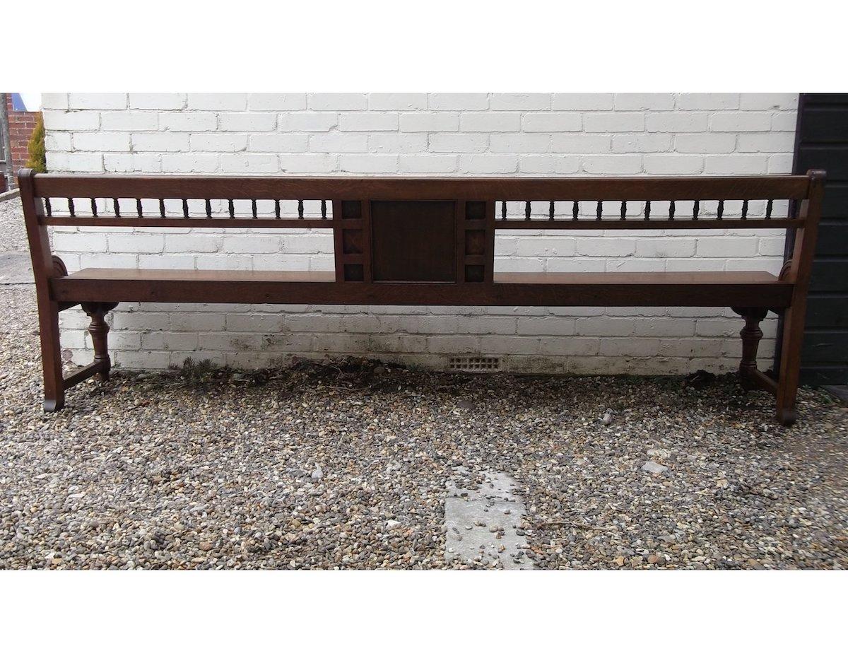Bruce Talbert, attr, a Long Aesthetic Movement Oak Bench with Carved Florets 5