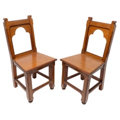 Bruce Talbert attr, A Pair of Gothic Revival Walnut Hall Chairs