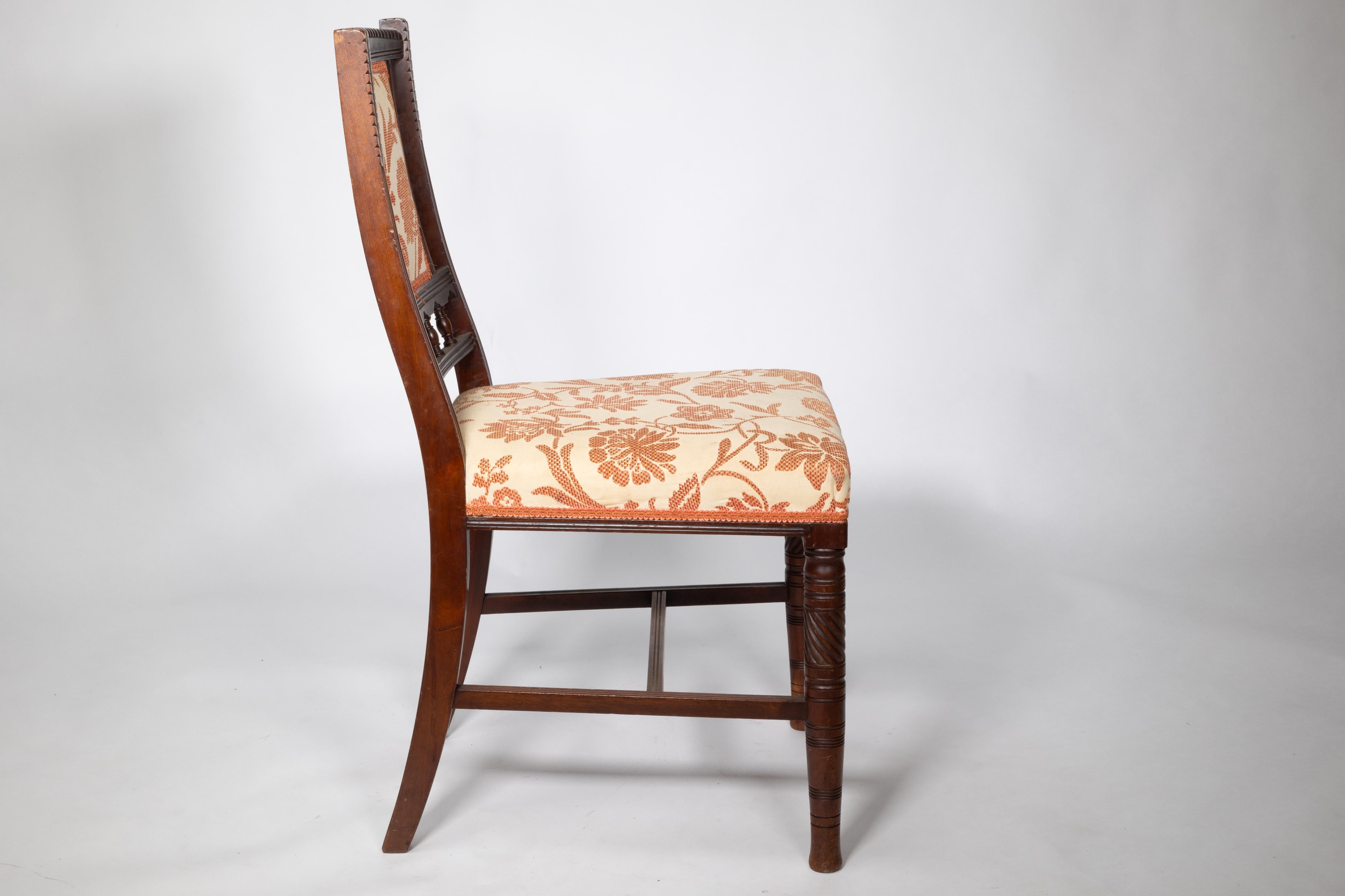 Late 19th Century Bruce Talbert attributed. A set of four Aesthetic Movement walnut dining chairs For Sale