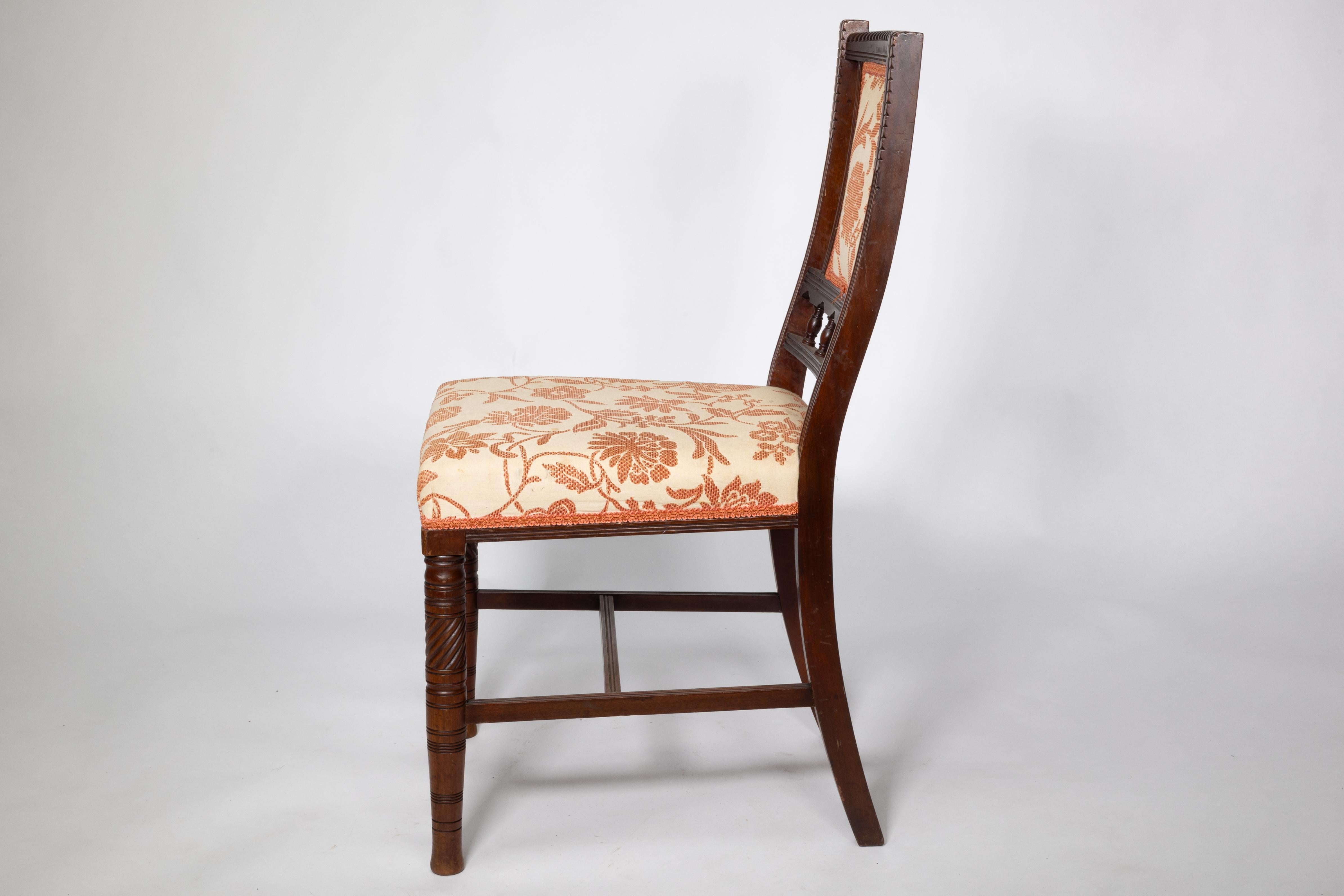 Walnut Bruce Talbert attributed. A set of four Aesthetic Movement walnut dining chairs For Sale