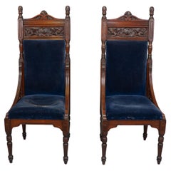 Bruce Talbert, Attributed. A pair of back throne style Aesthetic Movement chairs