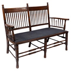 Bruce Talbert attri. An Aesthetic Movement upholstered love or twin window seat