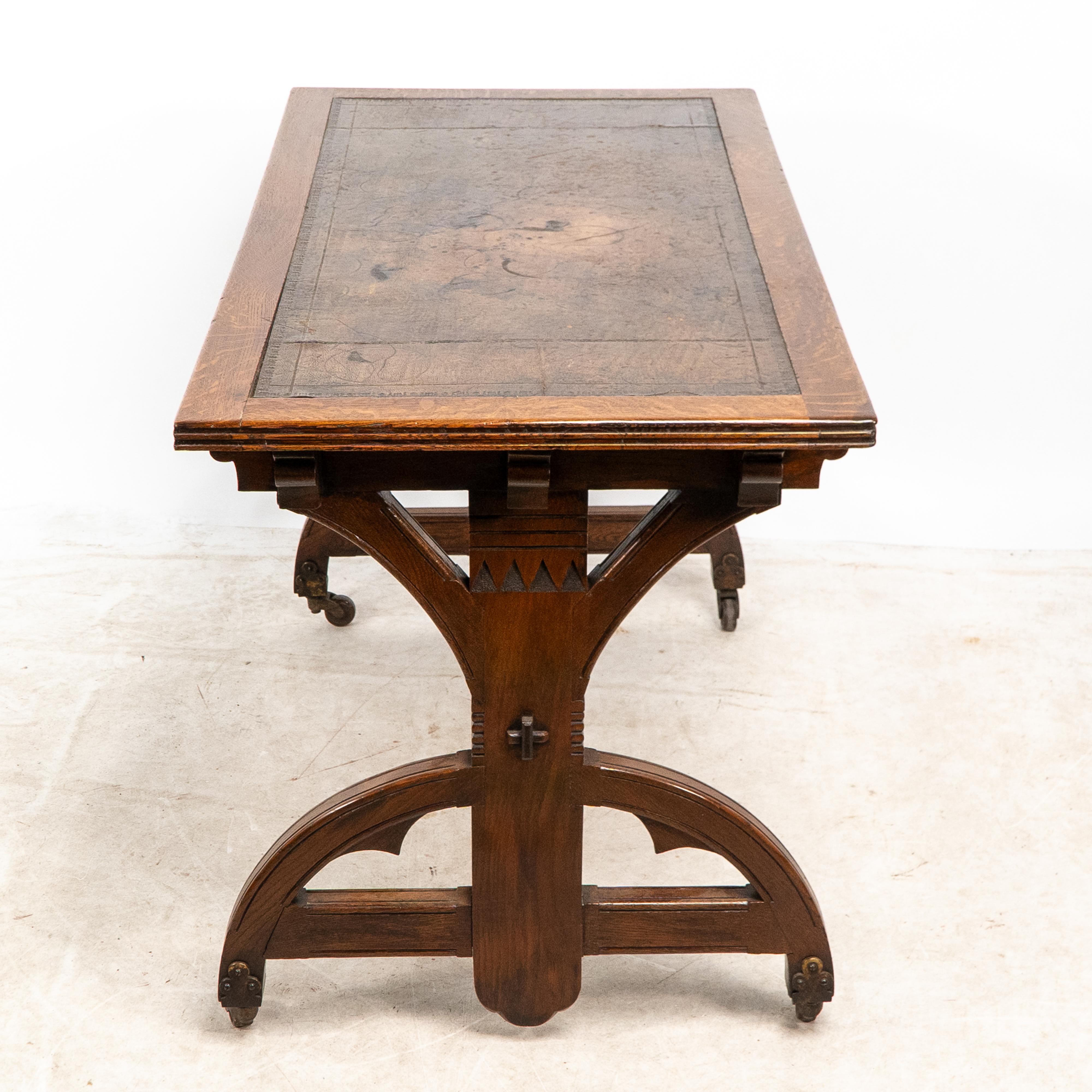 Late 19th Century Bruce Talbert attributed for Cox & Sons. A good period Gothic Revival oak desk For Sale