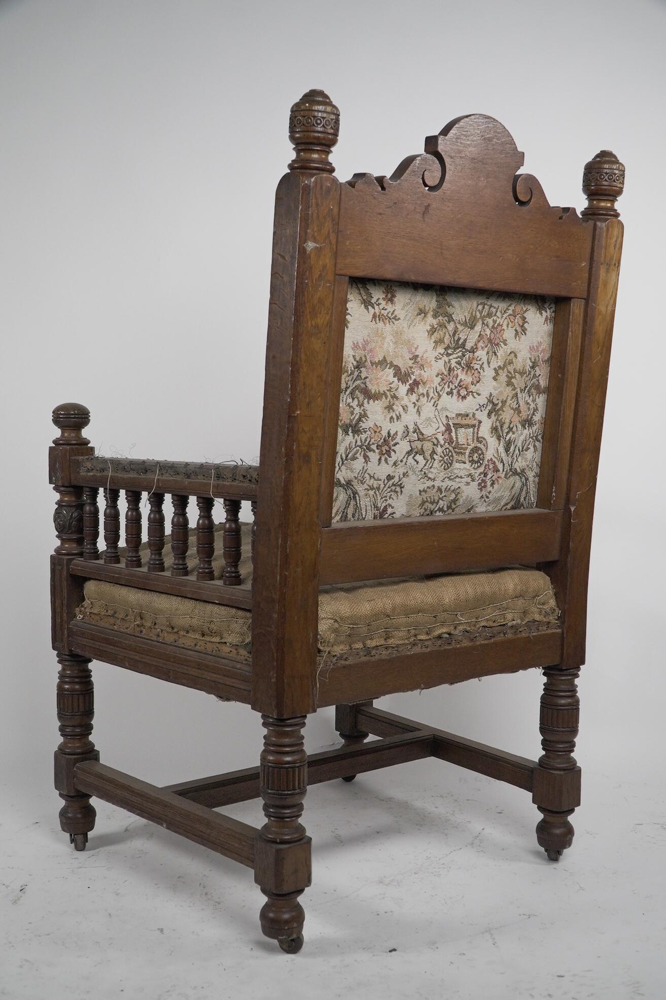 Bruce Talbert attributed probably made by Gillows. A Gothic Revival oak armchair For Sale 7