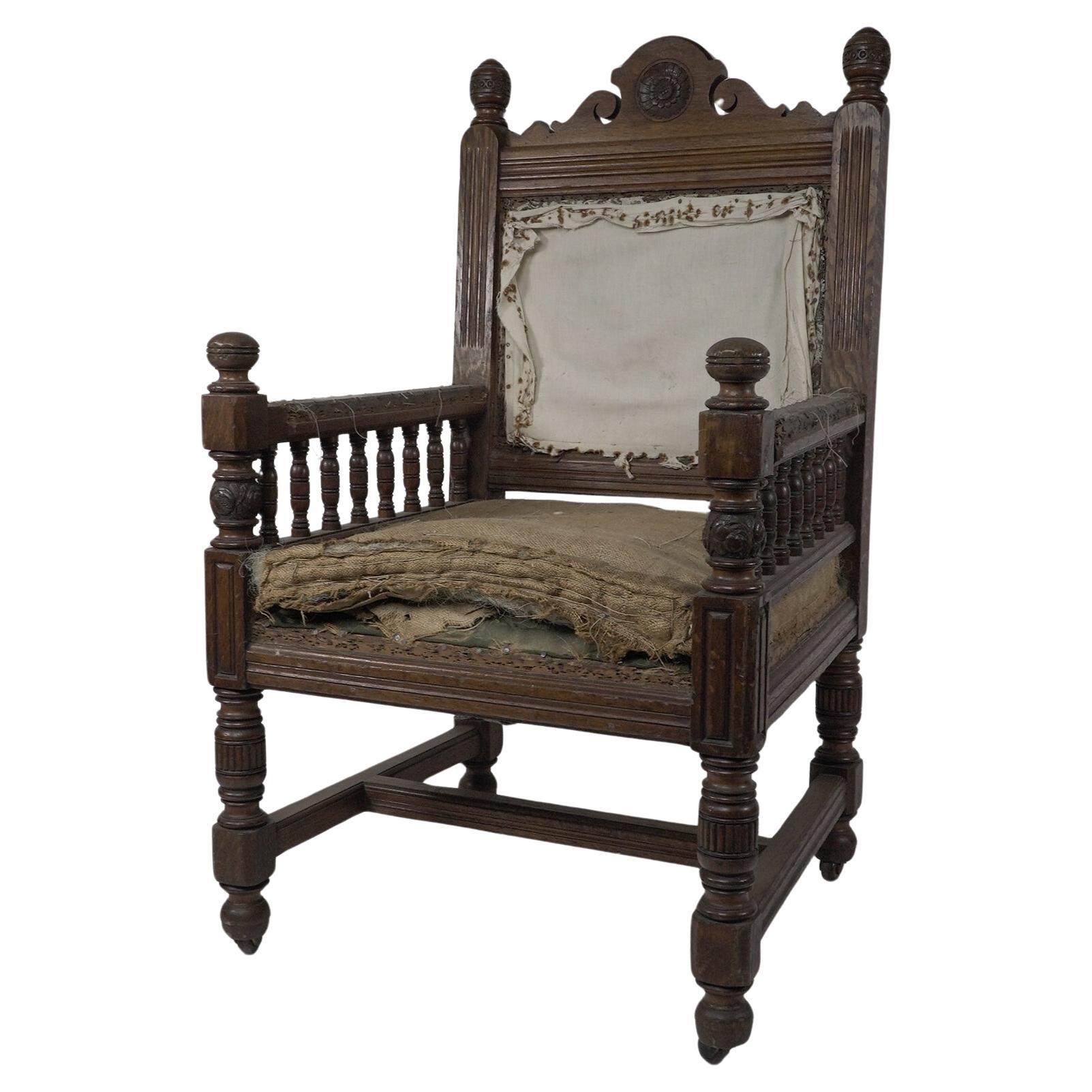 Bruce Talbert attributed probably made by Gillows. A Gothic Revival oak armchair For Sale