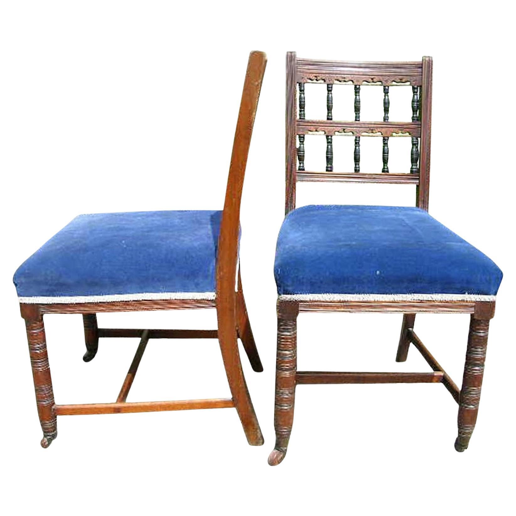 Bruce Talbert for Gillows A Pair of Aesthetic Movement Walnut Dining Chairs For Sale