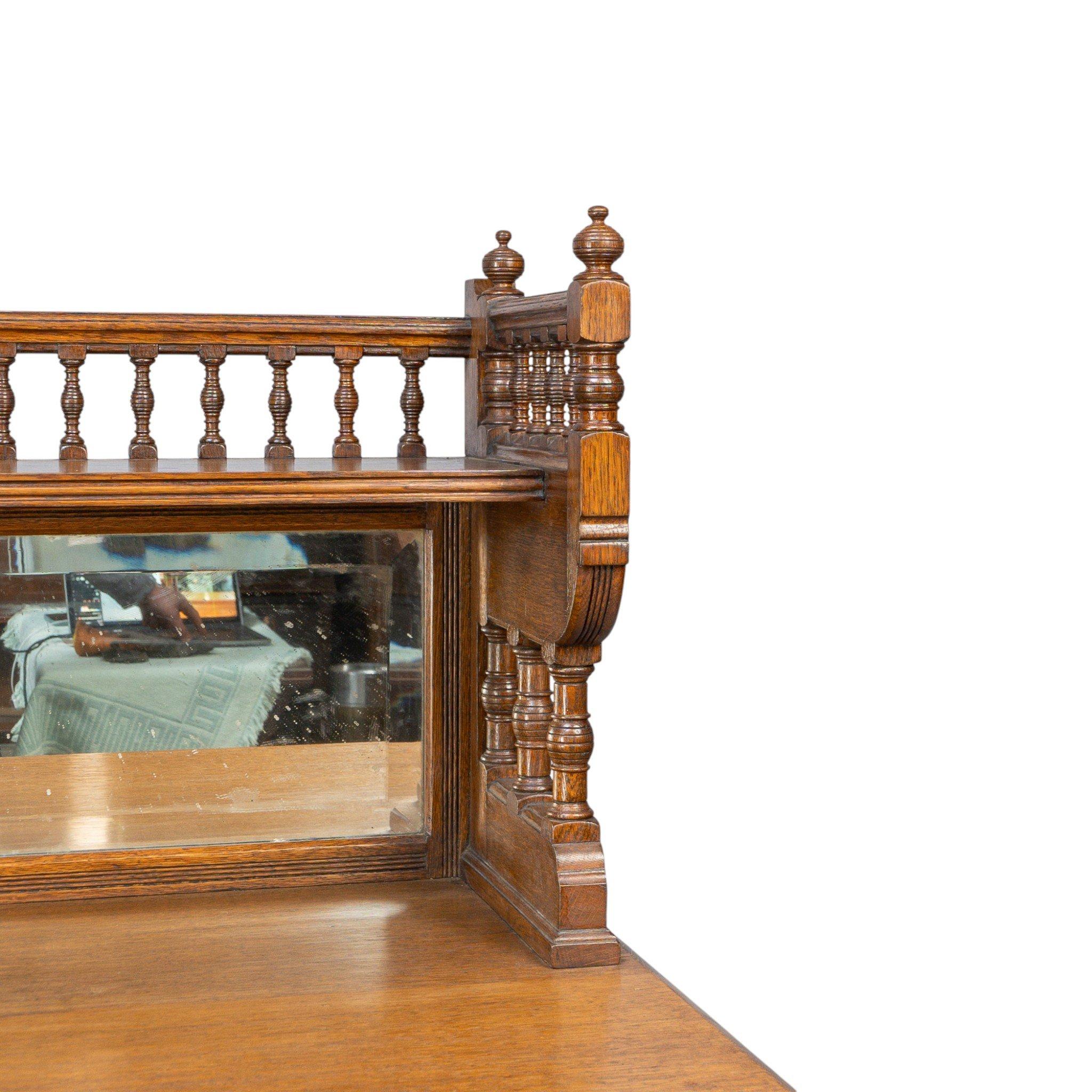 Bruce Talbert for Gillows Aesthetic Movement Oak Sideboard with Turned Finials For Sale 6