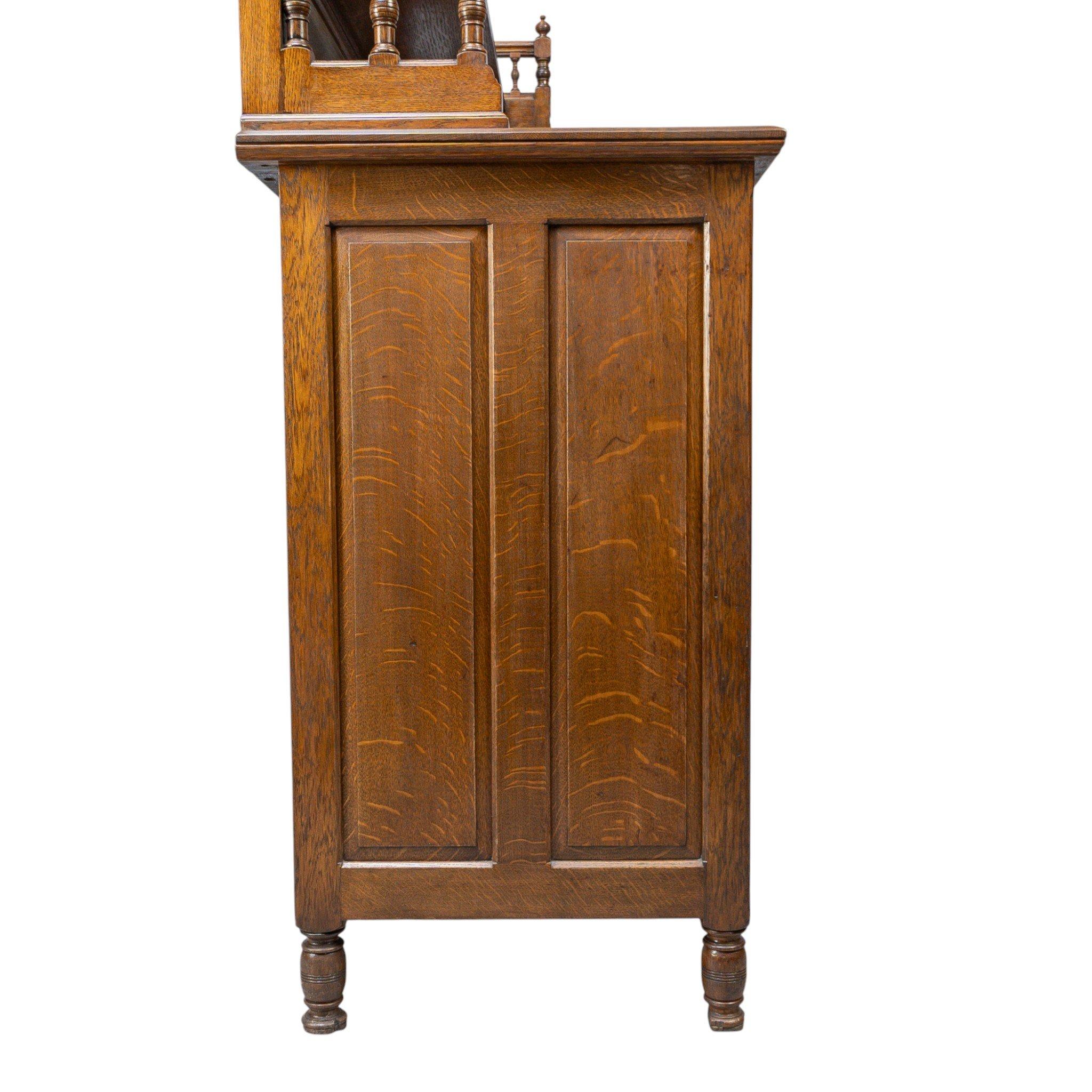 Bruce Talbert for Gillows Aesthetic Movement Oak Sideboard with Turned Finials For Sale 10