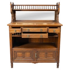 Bruce Talbert for Gillows Aesthetic Movement Oak Sideboard with Turned Finials
