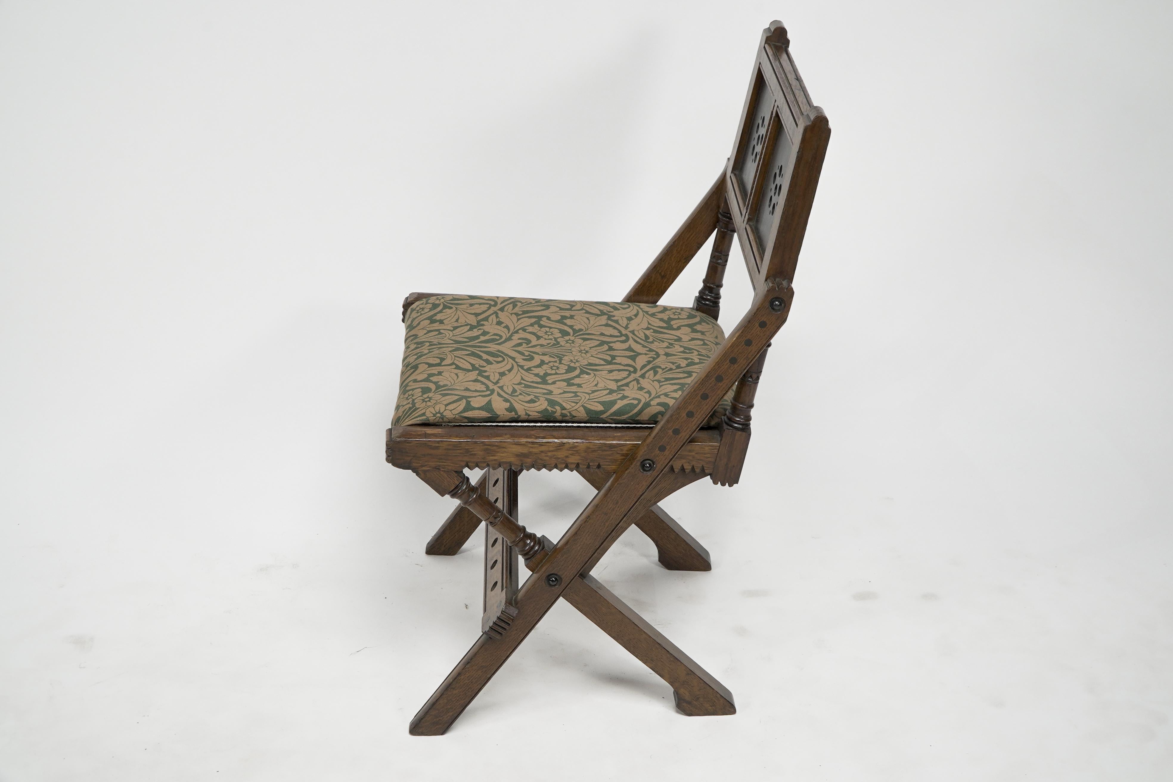 Bruce Talbert for Gillows and Co. Aesthetic Movement scissor style side chair In Good Condition For Sale In London, GB
